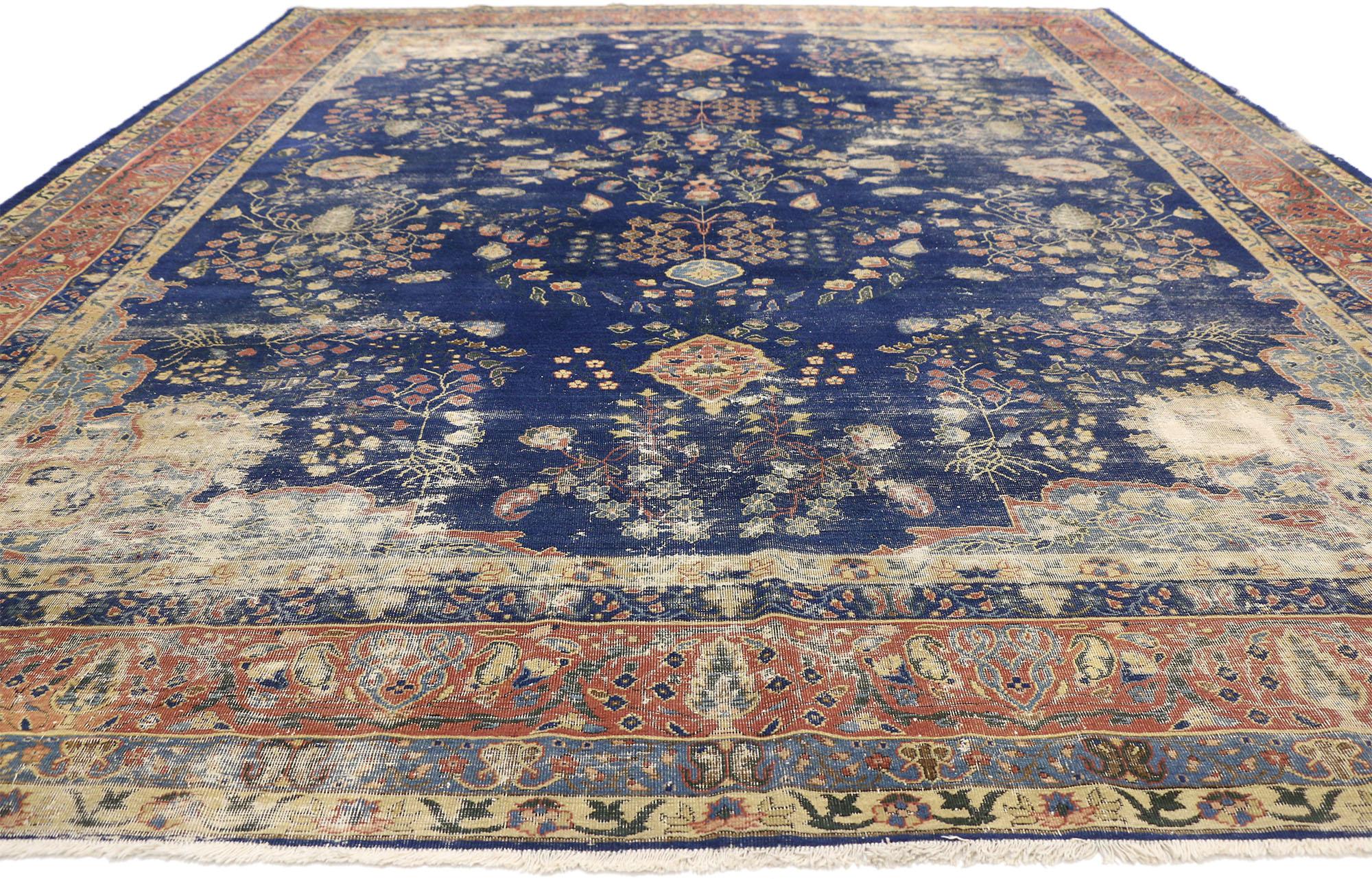 Industrial Distressed Antique Turkish Sparta Rug with Modern Rustic English Style For Sale