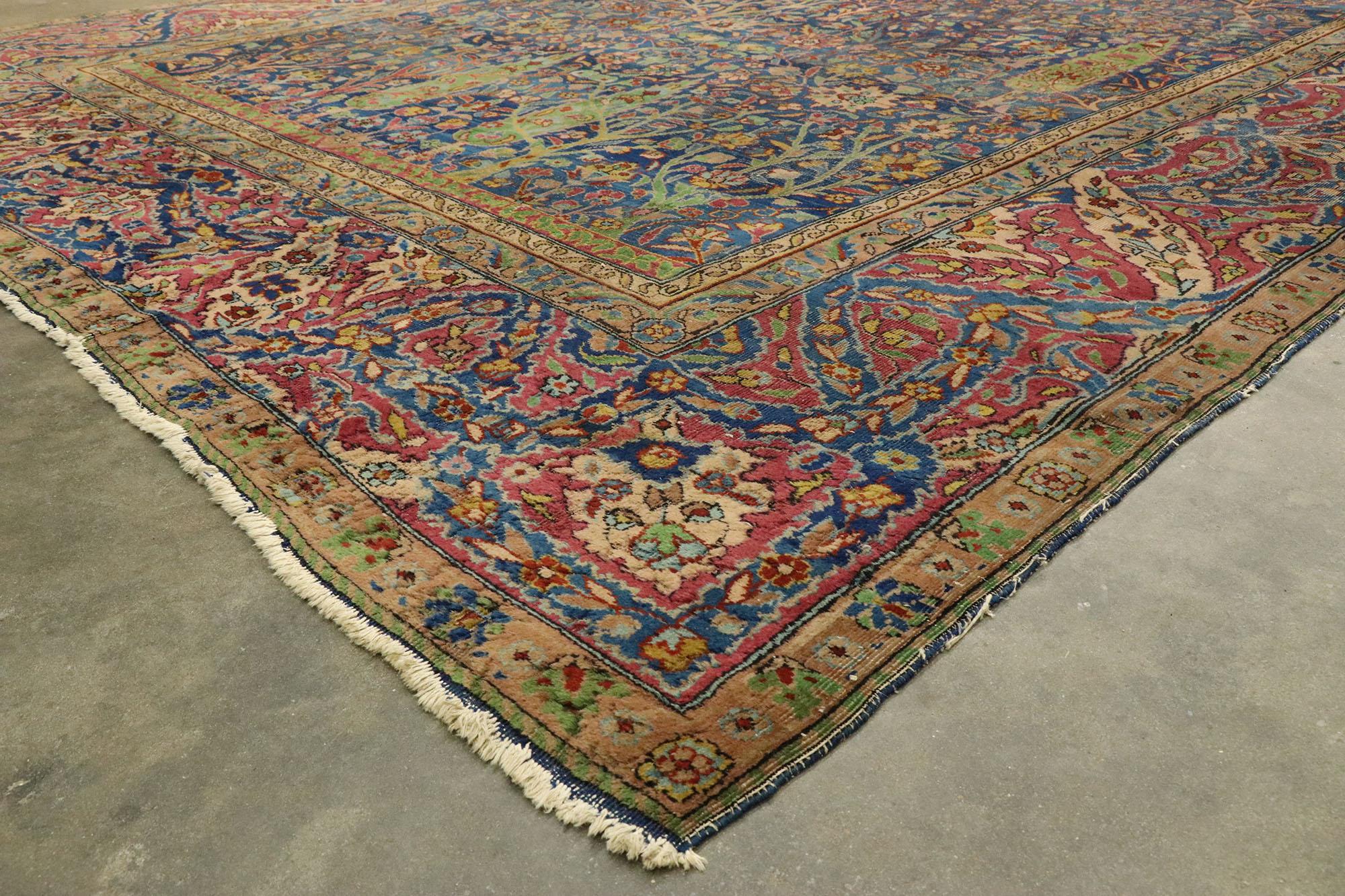 20th Century Distressed Antique Turkish Sparta Rug, Rustic Elegance Meets Relaxed Refinement For Sale