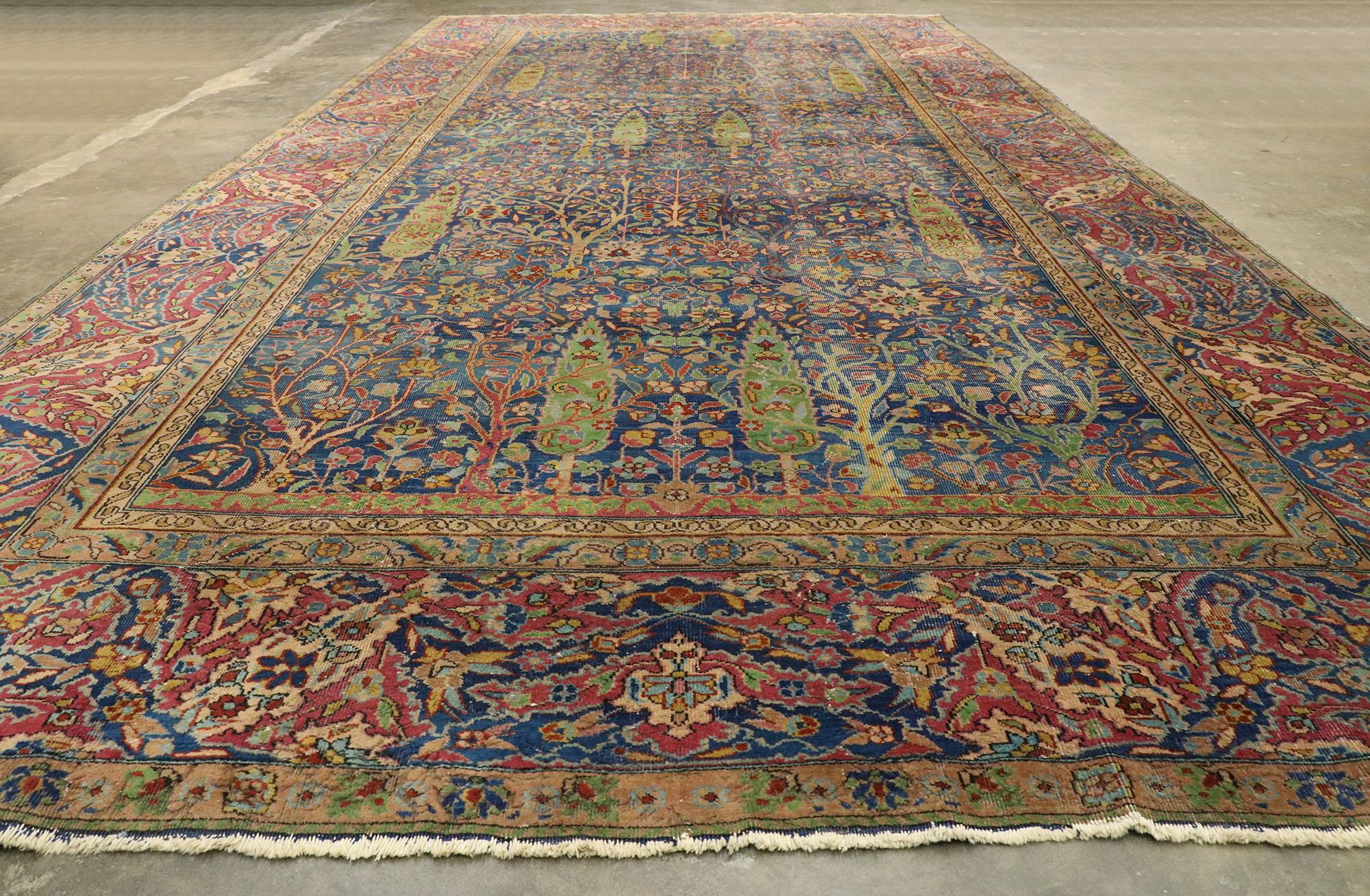 Wool Distressed Antique Turkish Sparta Rug, Rustic Elegance Meets Relaxed Refinement For Sale