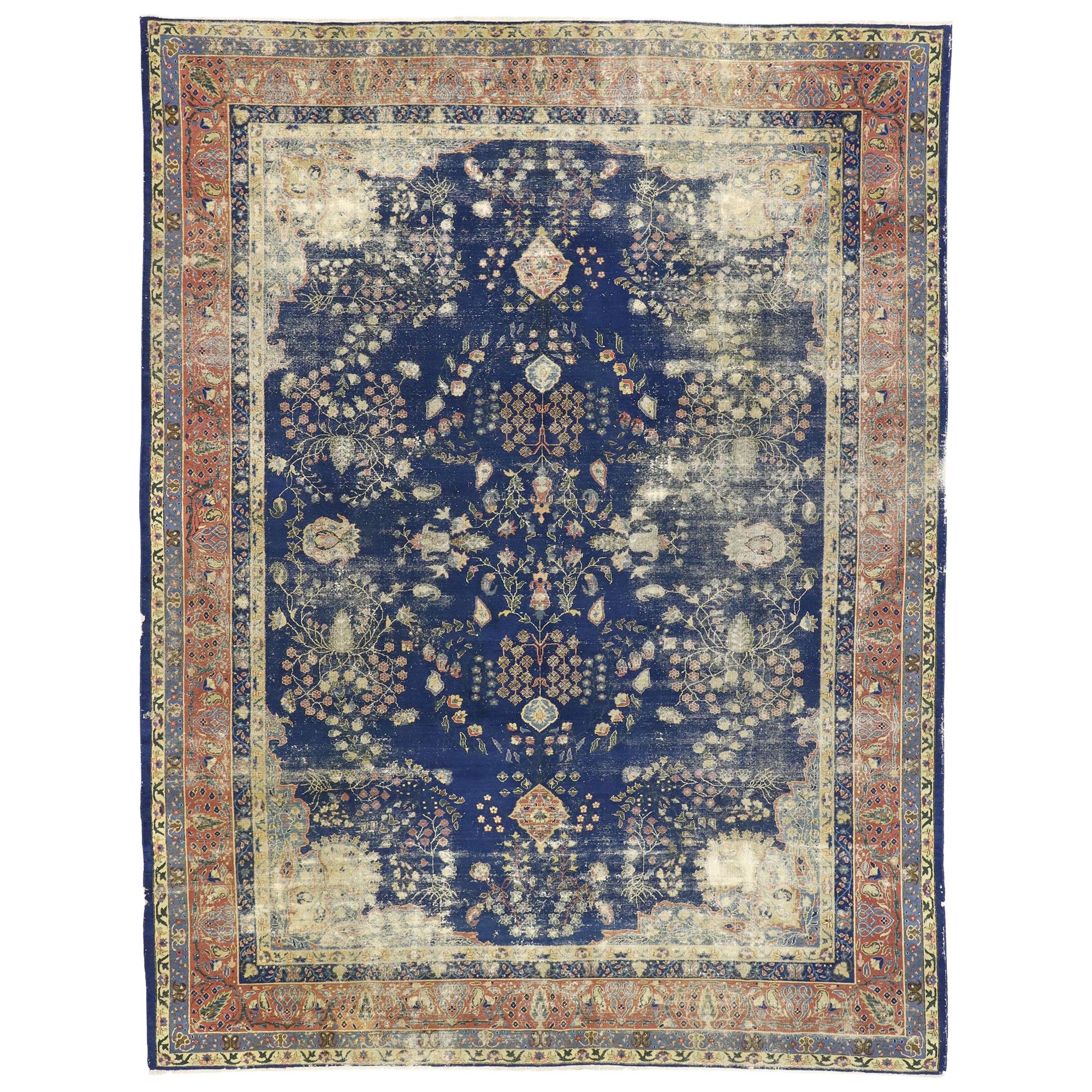 Distressed Antique Turkish Sparta Rug with Modern Rustic English Style