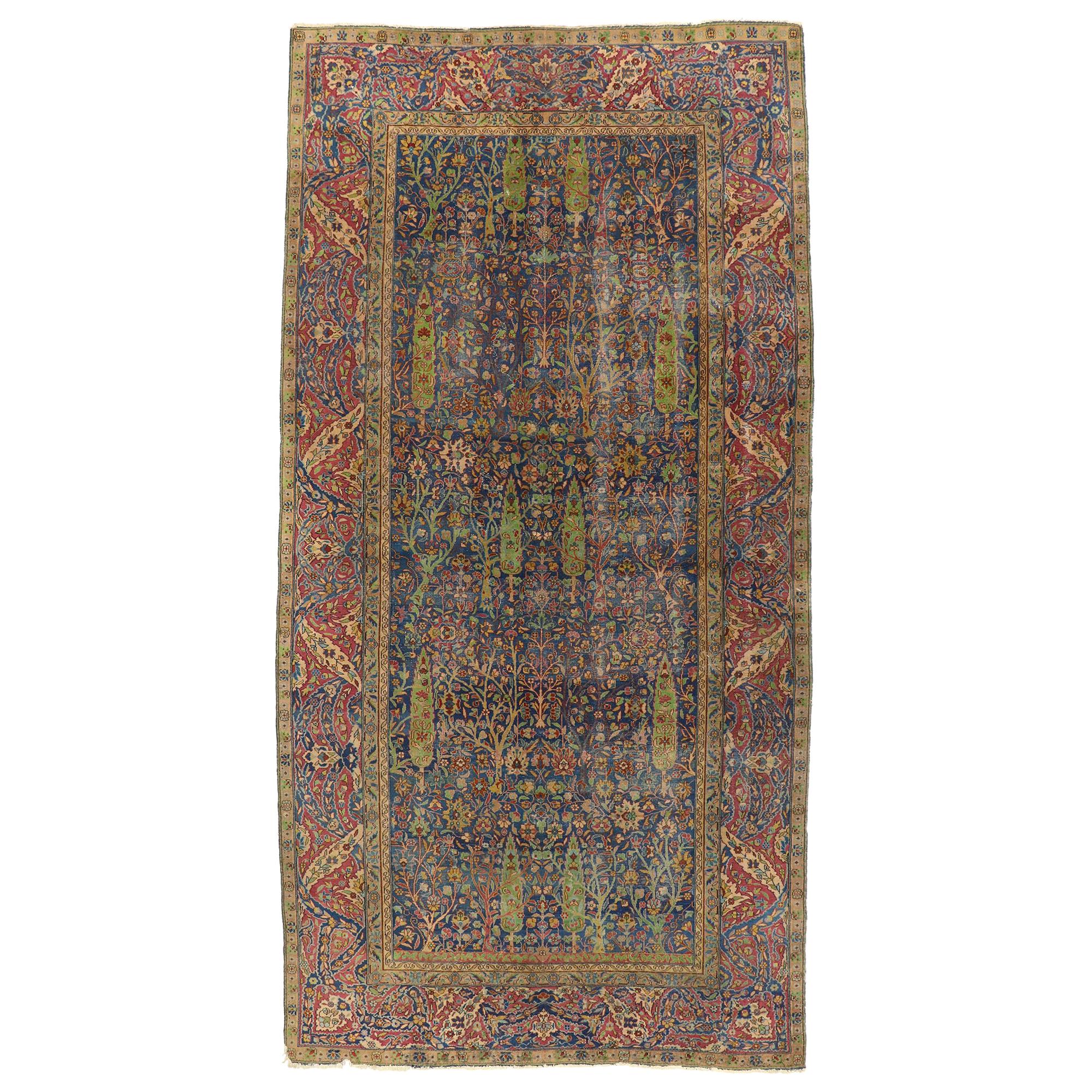 Distressed Antique Turkish Sparta Rug, Rustic Elegance Meets Relaxed Refinement For Sale