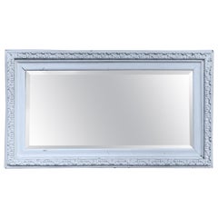 Distressed Antique White Mid-19th Century English Country Farmhouse Mirror