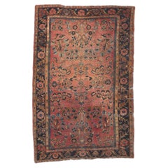 Distressed Antique-Worn Sarouk Rug, Rustic Charm Meets Weathered Finesse Distressed Antique-Worn Sarouk Rug, Rustic Charm Meets Weathered Finesse
