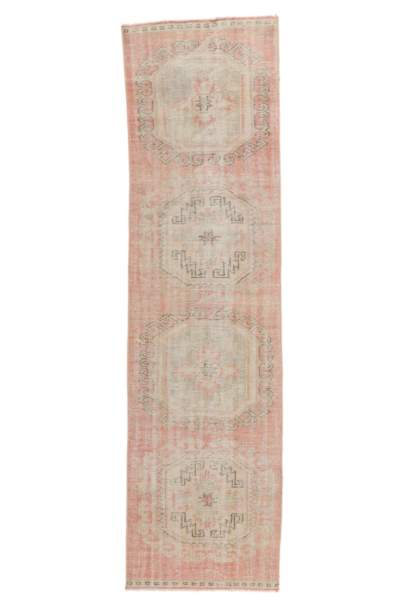 Distressed Antique-Worn Turkish Oushak Rug, Weathered Finesse Meets Global Chic For Sale 7