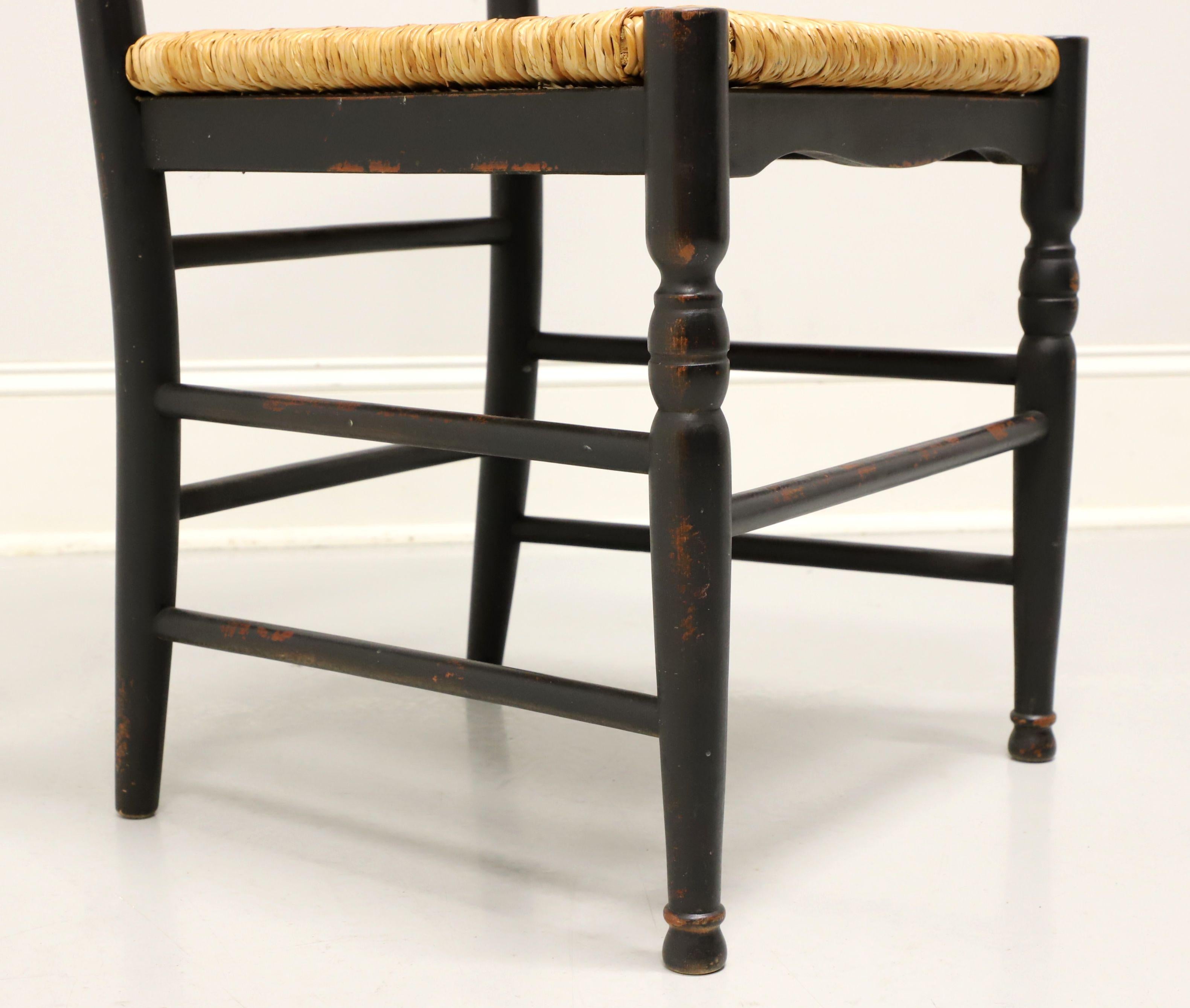 Distressed Black Cottage Style Dining Side Chairs with Rush Seats - Pair A 2