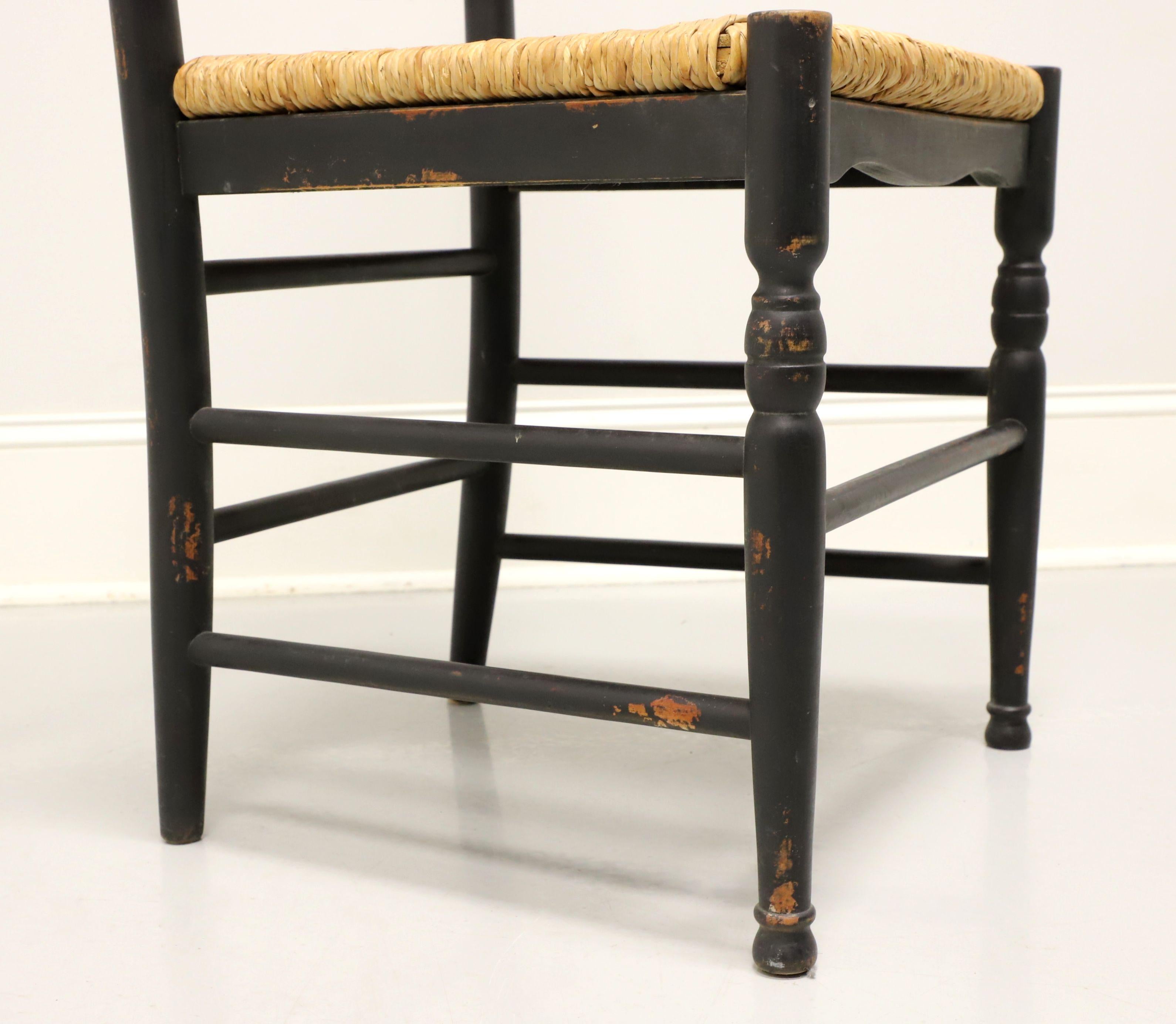 Distressed Black Cottage Style Dining Side Chairs with Rush Seats - Pair B 3