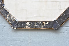 Distressed Black Marbled Finish Octagon Beveled Mirror by Decorative Arts