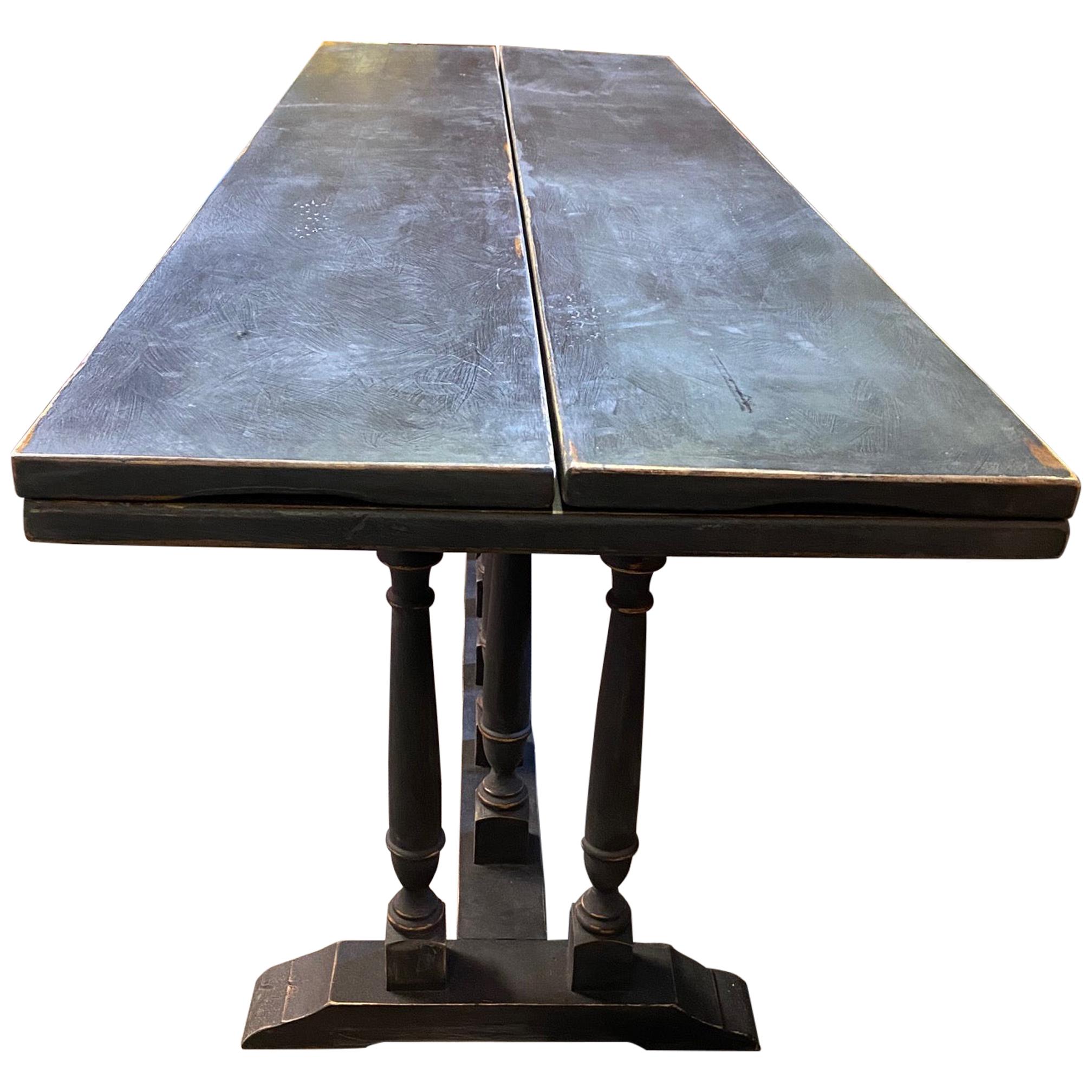 Distressed Black Painted Flip Top Table For Sale at 1stDibs