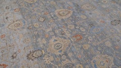 Distressed Blue Grey and Ivory Mahal Pattern Wool Rug 8'10''x11'10''