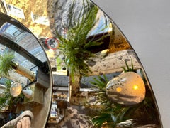 Distressed Bronze and Silver Concave Mirror