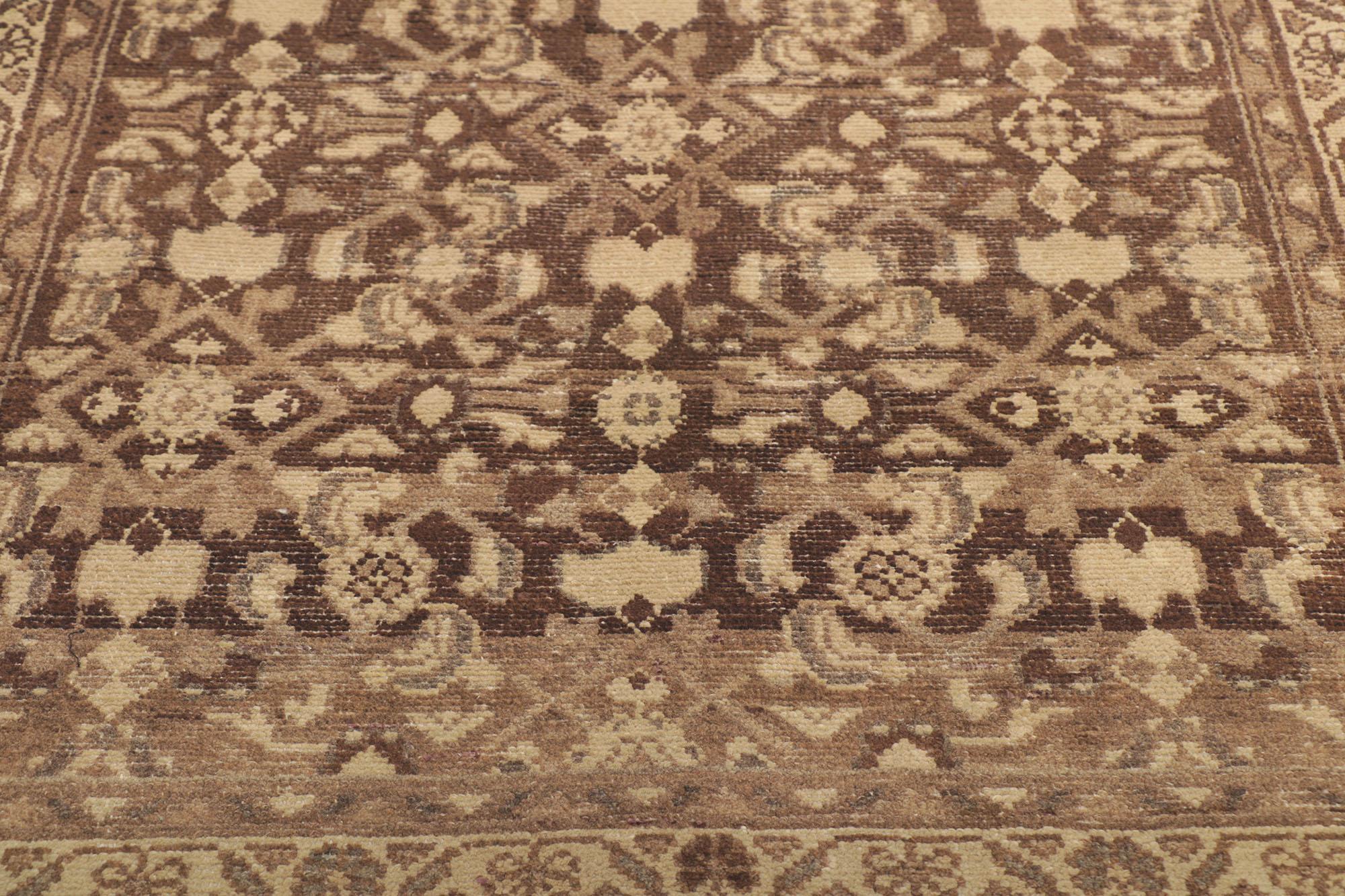 Distressed Brown Antique Persian Malayer Runner In Distressed Condition For Sale In Dallas, TX
