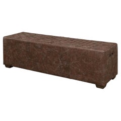 Distressed Brown Leather Bench