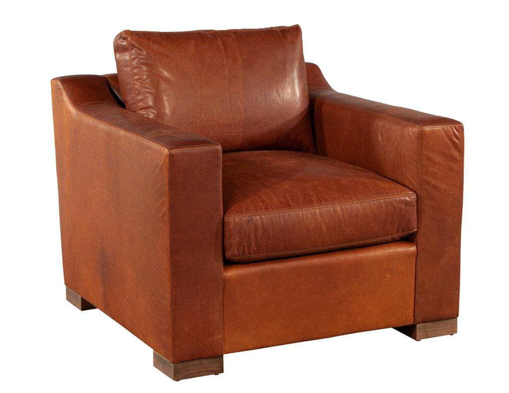 Distressed Burgundy Leather Club Chair by Ellen Degeneres Wellington Chair For Sale 4
