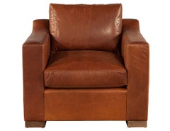 Distressed Burgundy Leather Club Chair by Ellen Degeneres Wellington Chair