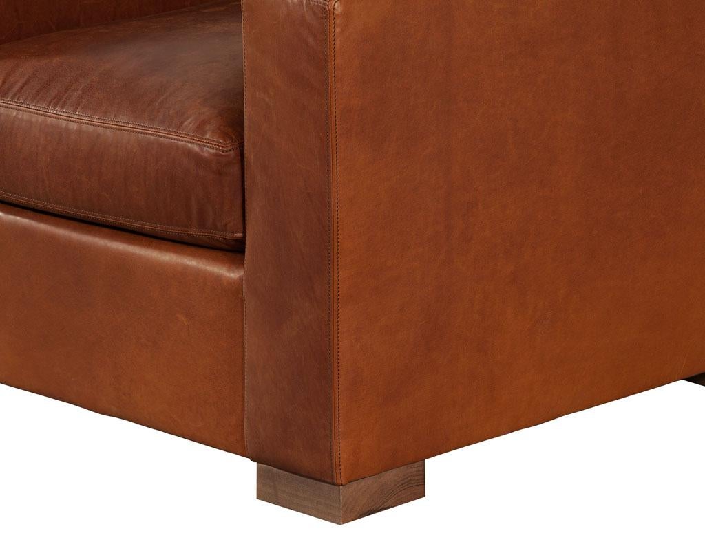 Mid-Century Modern Distressed Burgundy Leather Club Chair by Ellen Degeneres Wellington Chair For Sale