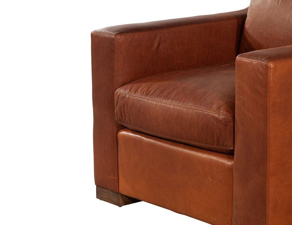 American Distressed Burgundy Leather Club Chair by Ellen Degeneres Wellington Chair For Sale