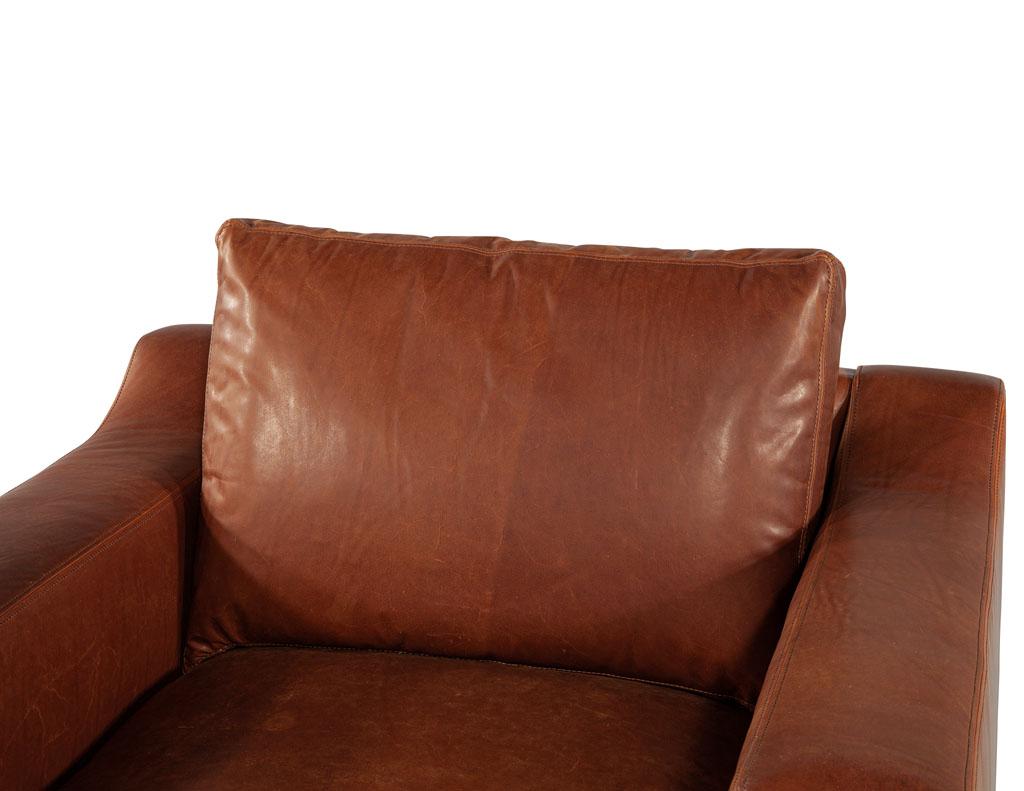 Distressed Burgundy Leather Club Chair by Ellen Degeneres Wellington Chair In Excellent Condition For Sale In North York, ON