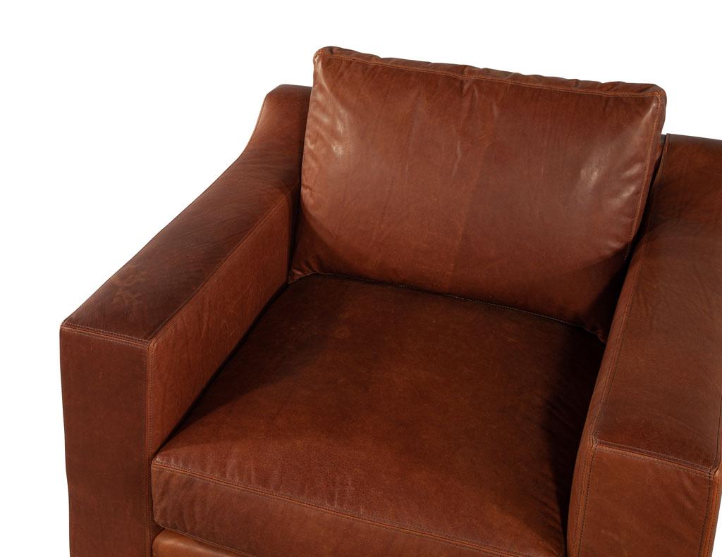 Contemporary Distressed Burgundy Leather Club Chair by Ellen Degeneres Wellington Chair For Sale