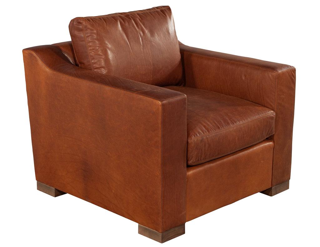 Oak Distressed Burgundy Leather Club Chair by Ellen Degeneres Wellington Chair For Sale