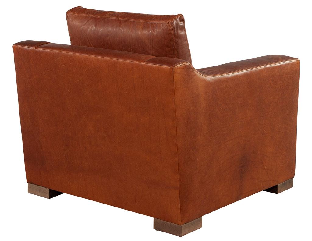 Distressed Burgundy Leather Club Chair by Ellen Degeneres Wellington Chair For Sale 1