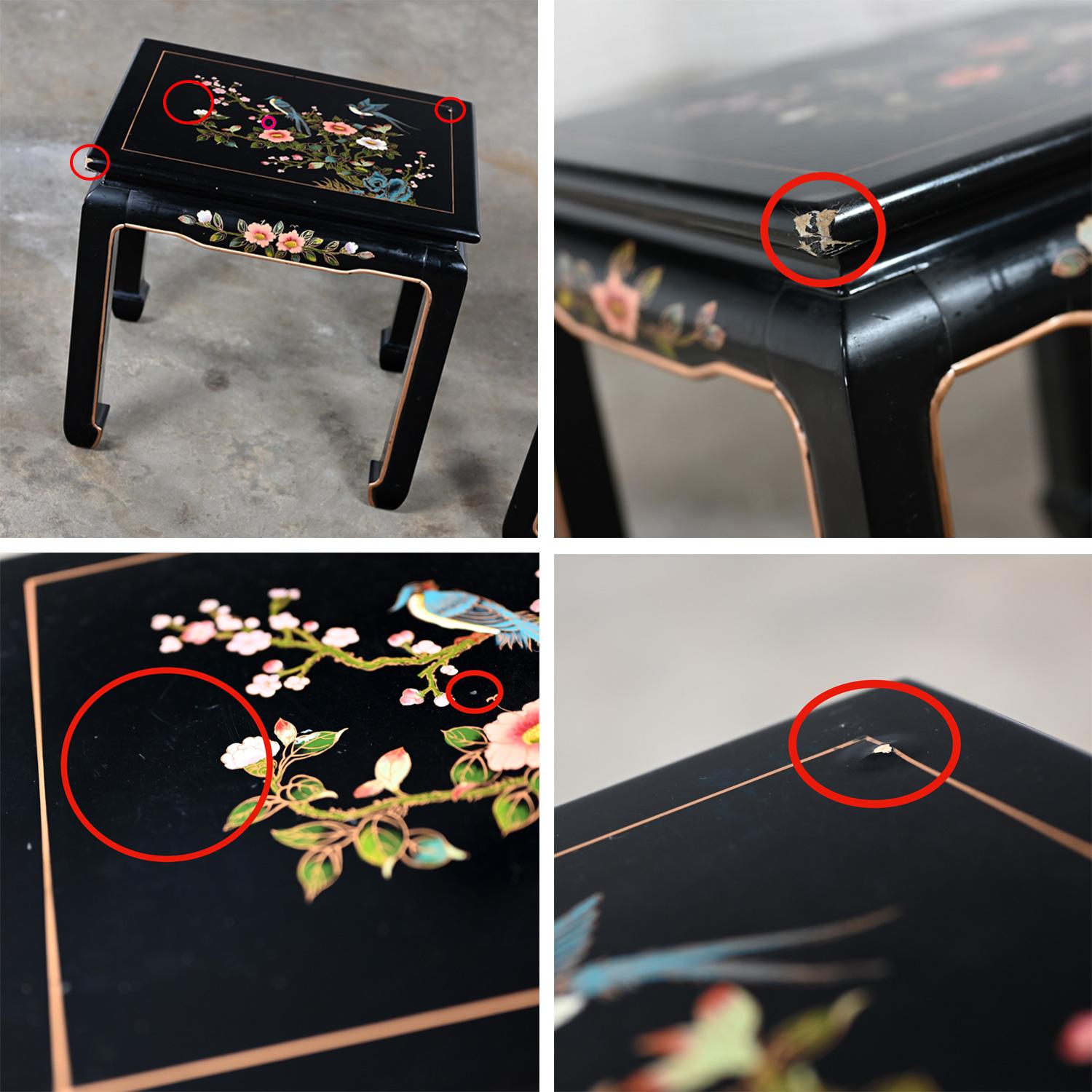Paire de tables d'appoint ou de bout laquées noires avec pieds de style Ming en vente 11