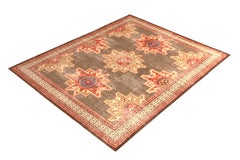 Rug & Kilim's Distressed Classic Beige Brown Red Rug Medallion, Style Pattern