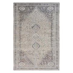 Distressed Colors Vintage Persian Shiraz Worn Down Pure Wool Hand Knotted Rug