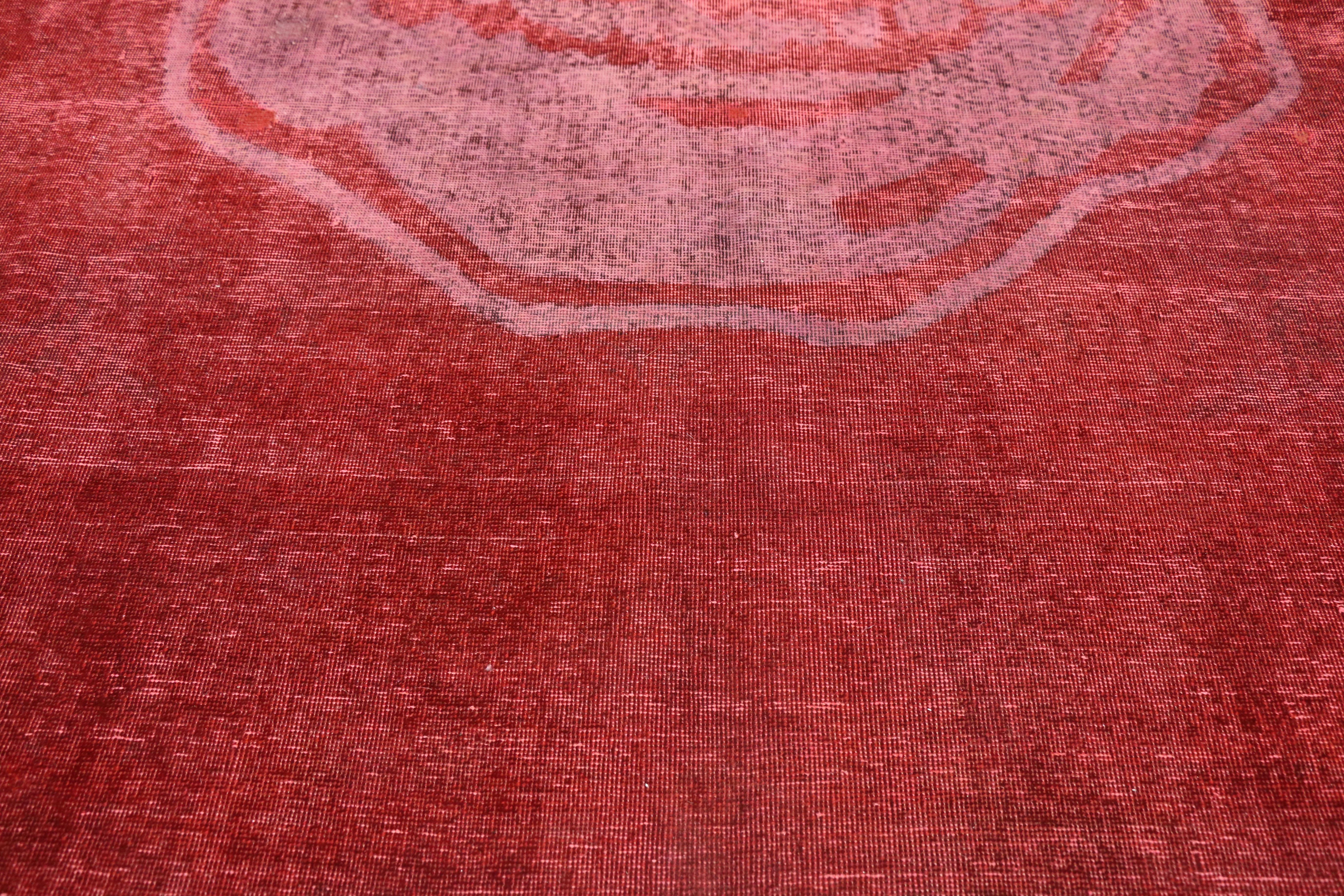 Persian Distressed Craniotomy Vintage Red Skull Area Rug Inspired by Alexander McQueen For Sale