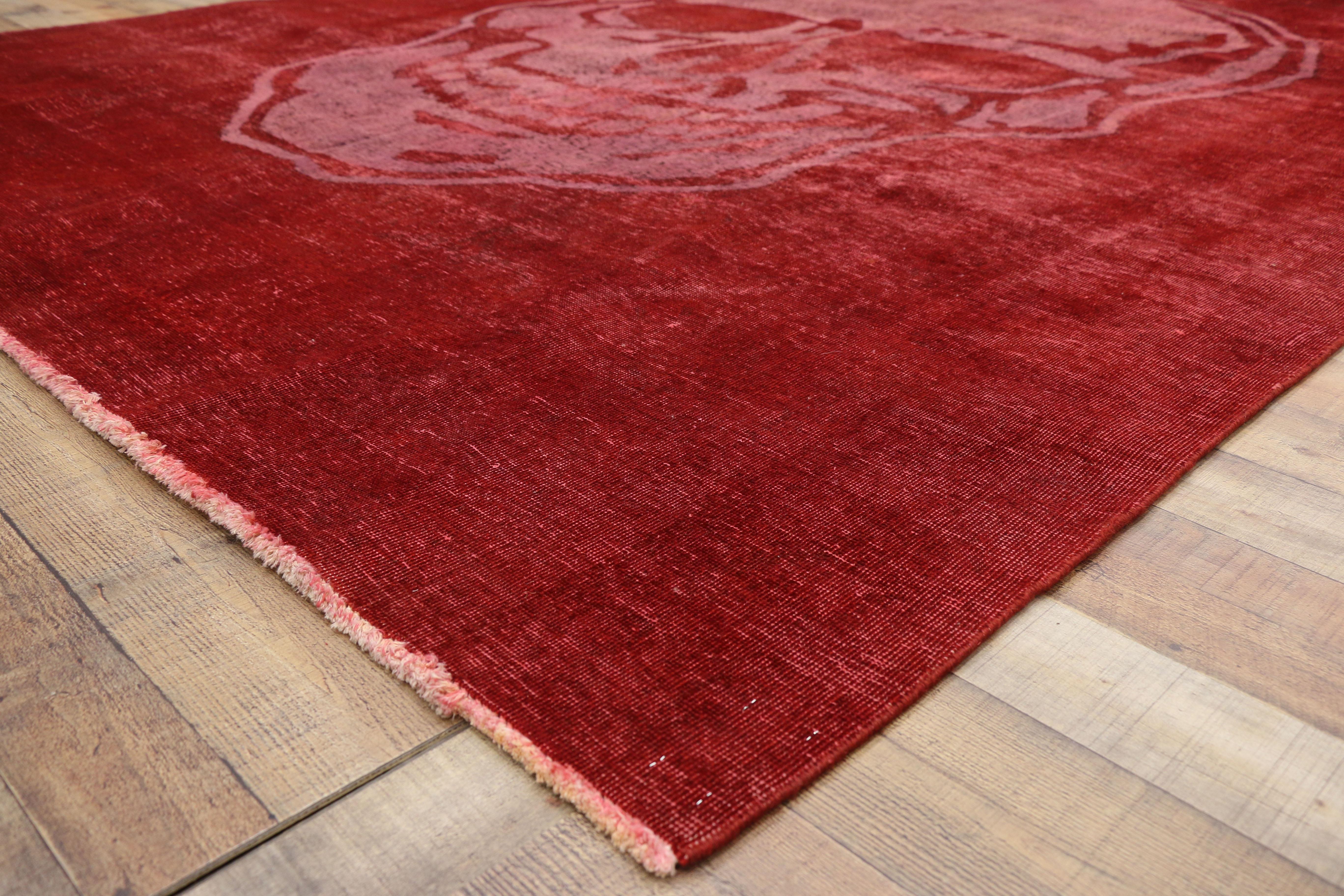 Distressed Craniotomy Vintage Red Skull Area Rug Inspired by Alexander McQueen For Sale 1