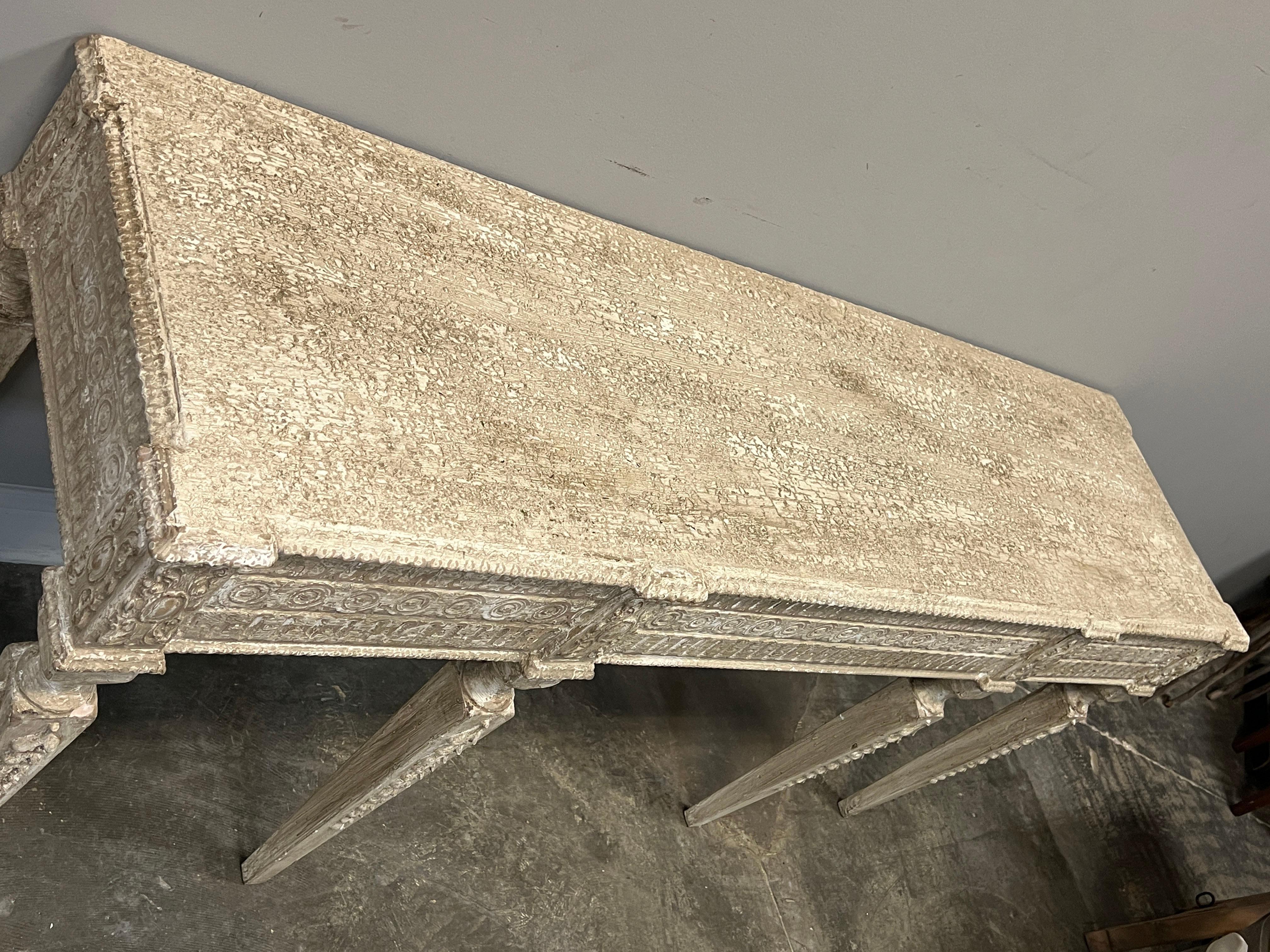 Renaissance Distressed Custom Made Italian Wall Console For Sale