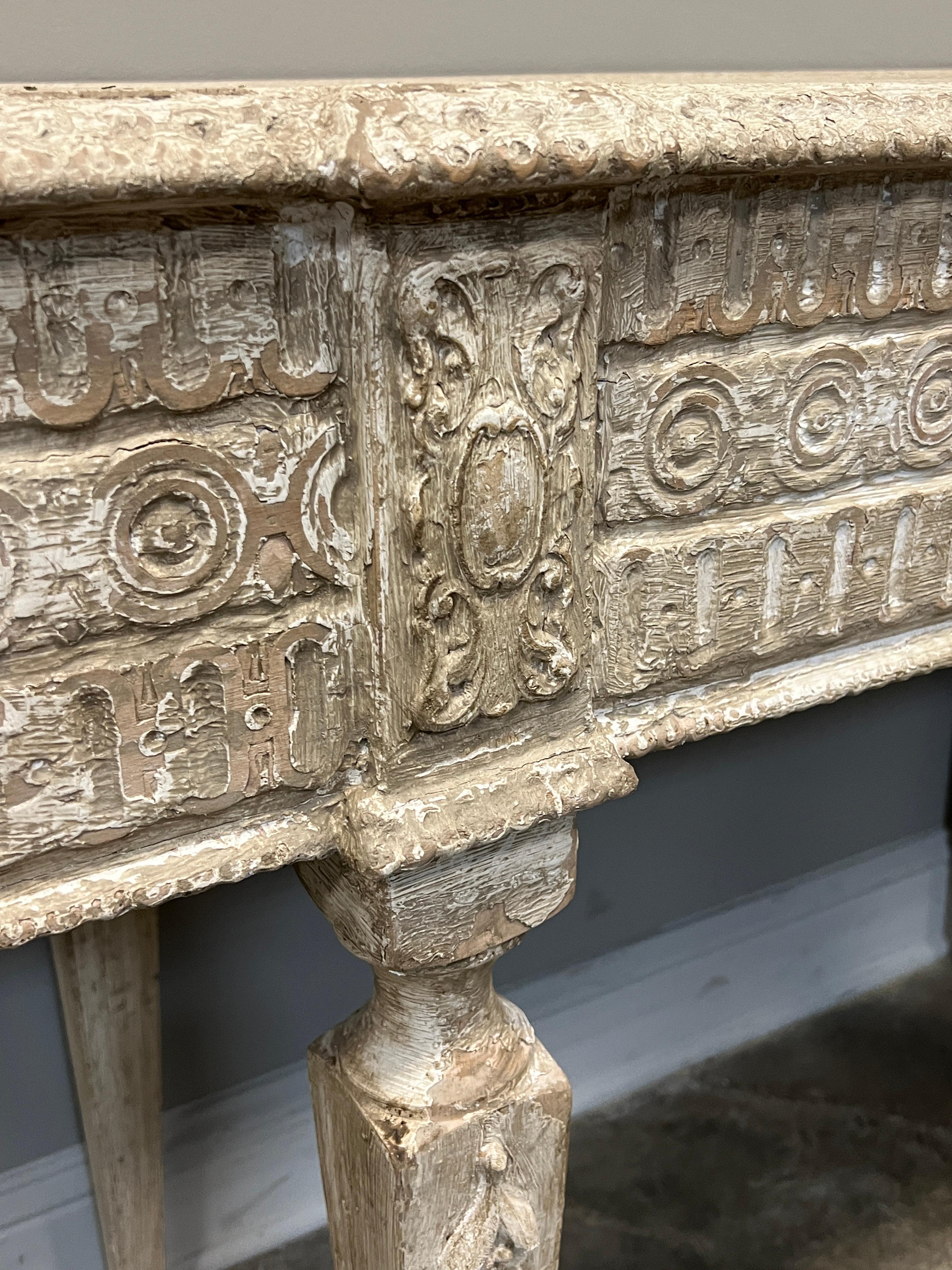French Distressed Custom Made Italian Wall Console For Sale