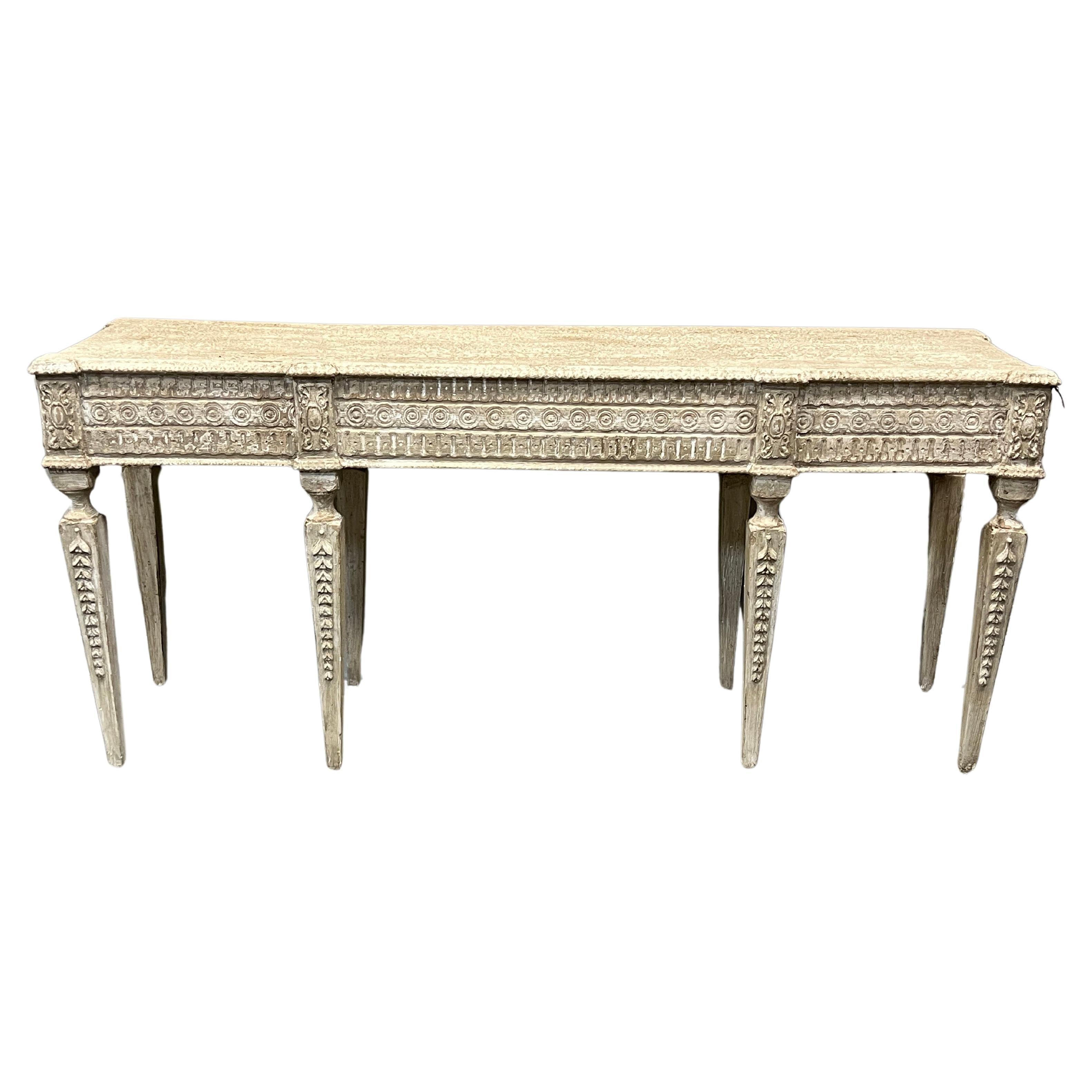 Distressed Custom Made Italian Wall Console For Sale