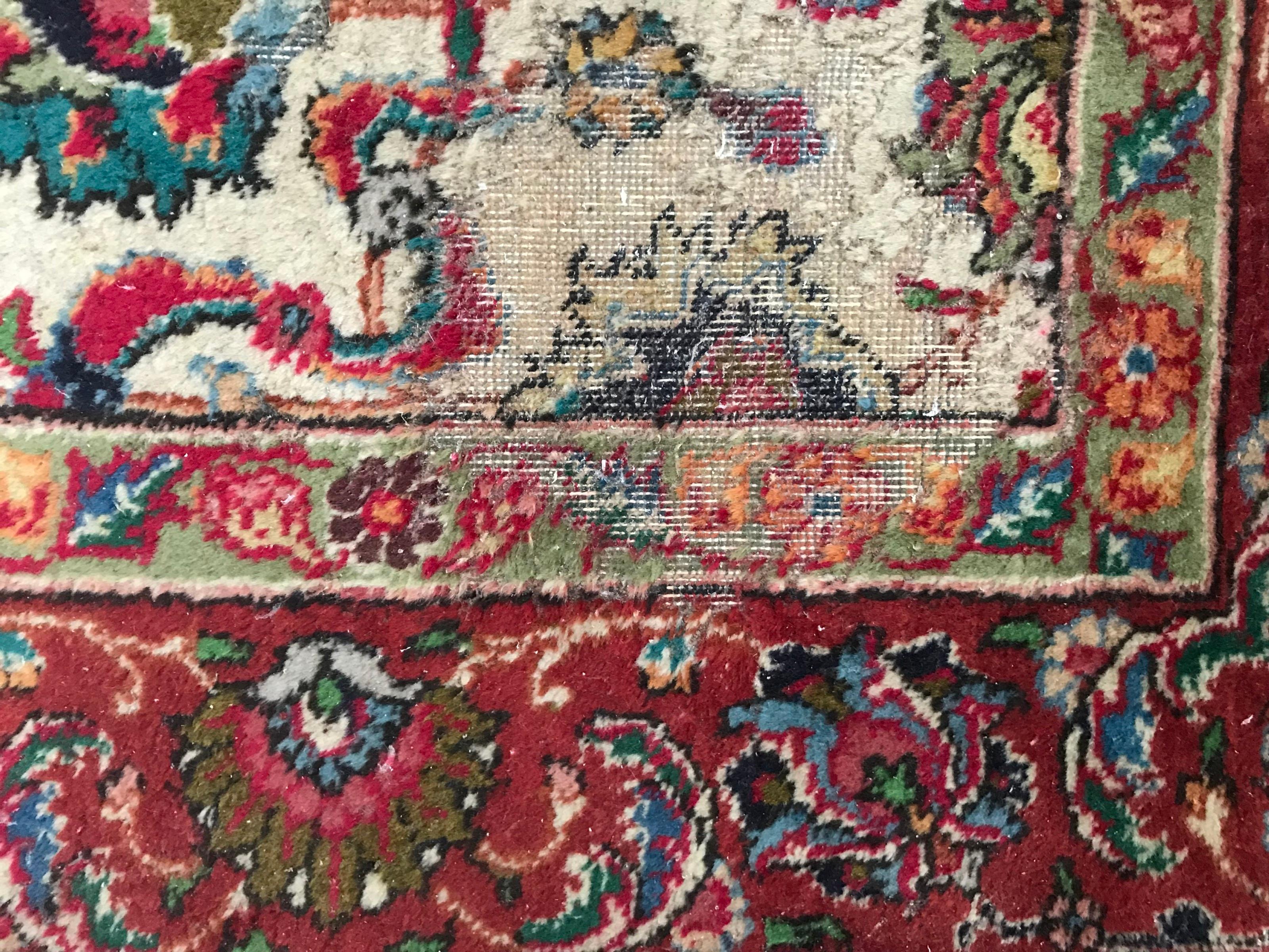 Indian Distressed Decorative Tabriz Rug