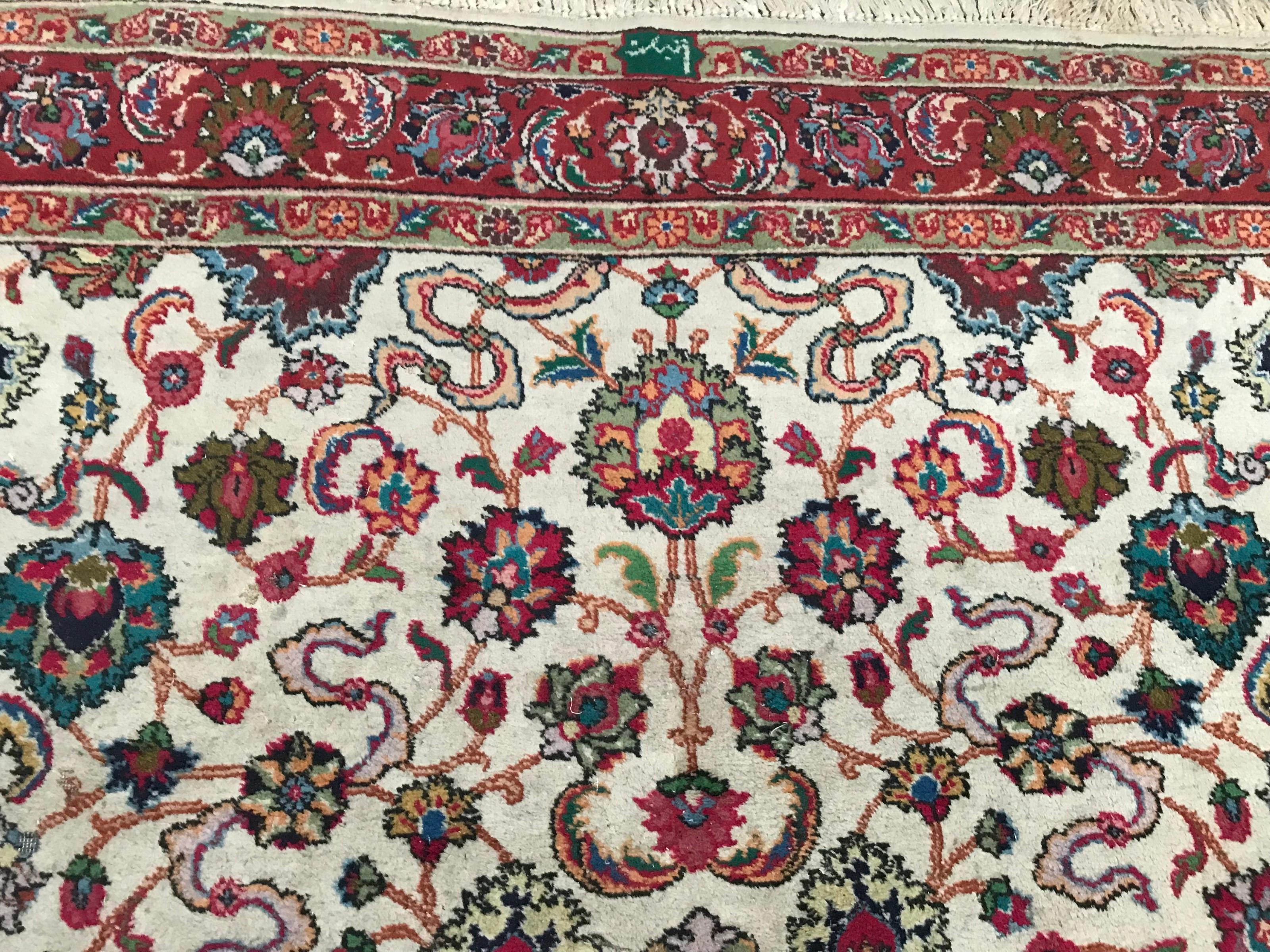 Wool Distressed Decorative Tabriz Rug