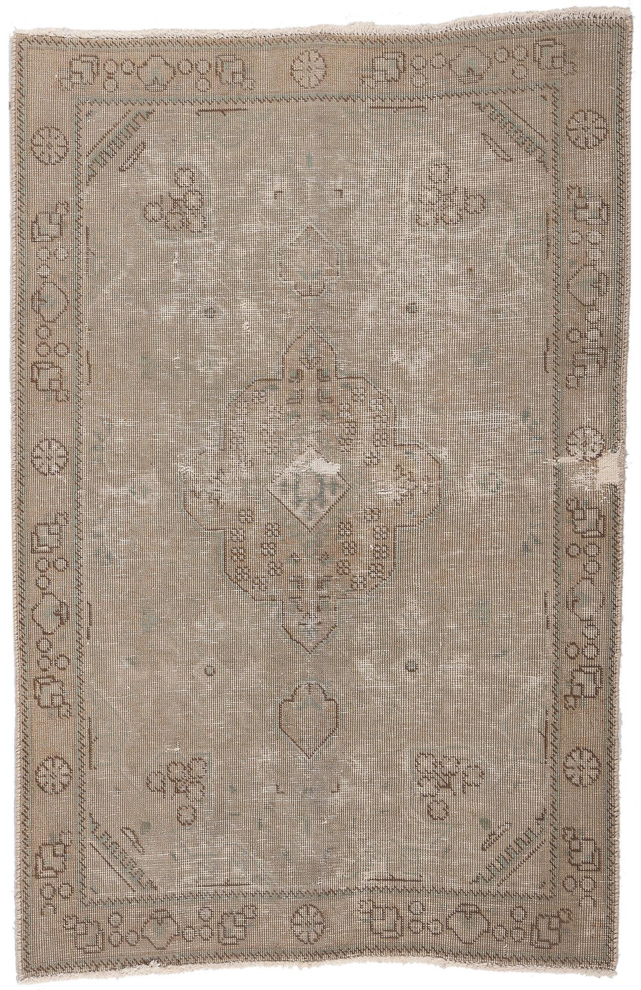 Distressed Faded Vintage Persian Rug, Earth-Tone Elegance Meets Modern Luxe For Sale 3