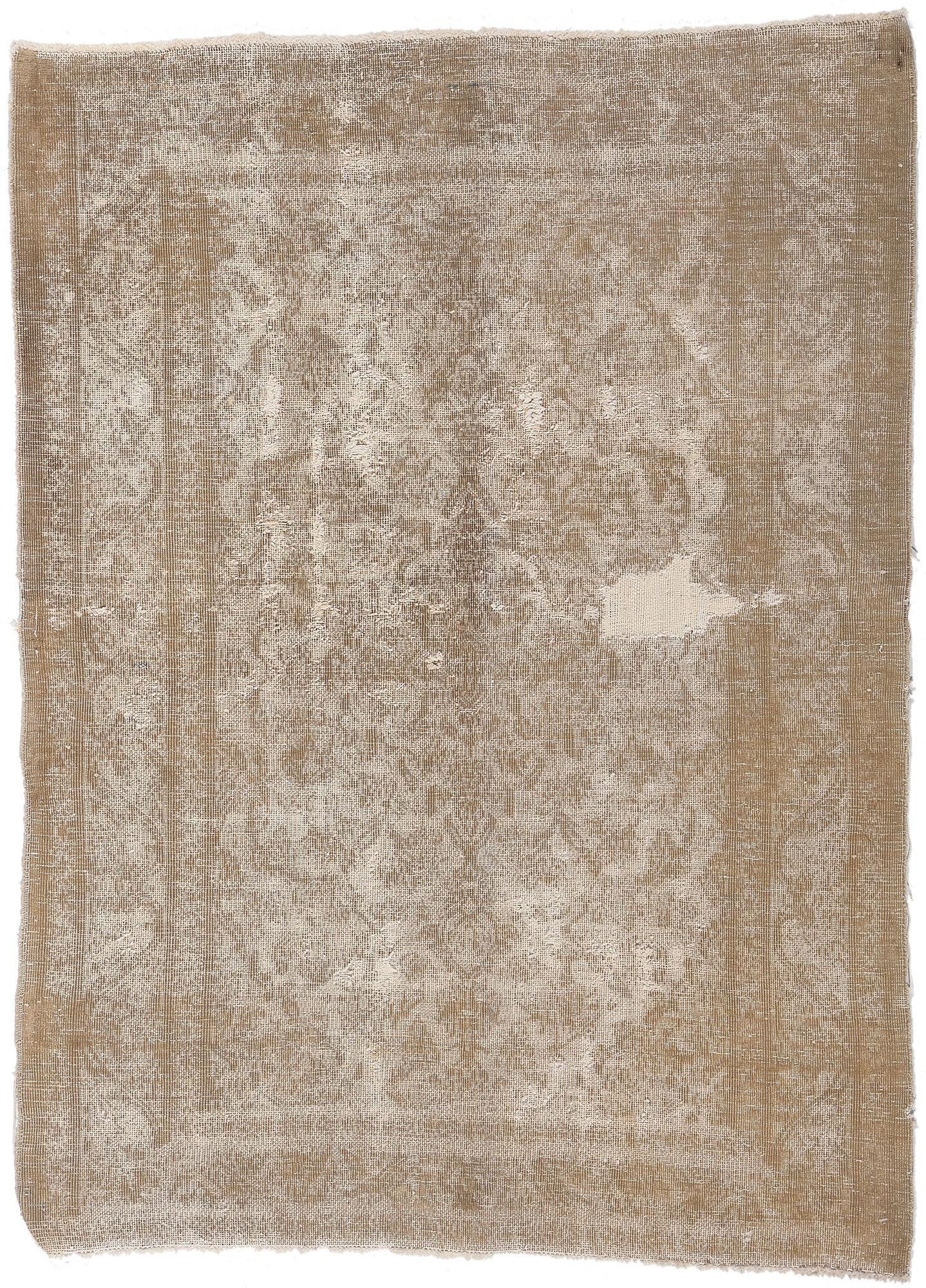 Distressed Faded Vintage Persian Rug, Earth-Tone Elegance Meets Modern Luxe For Sale 3