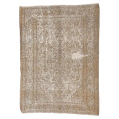 Distressed Faded Vintage Persian Rug, Earth-Tone Elegance Meets Modern Luxe