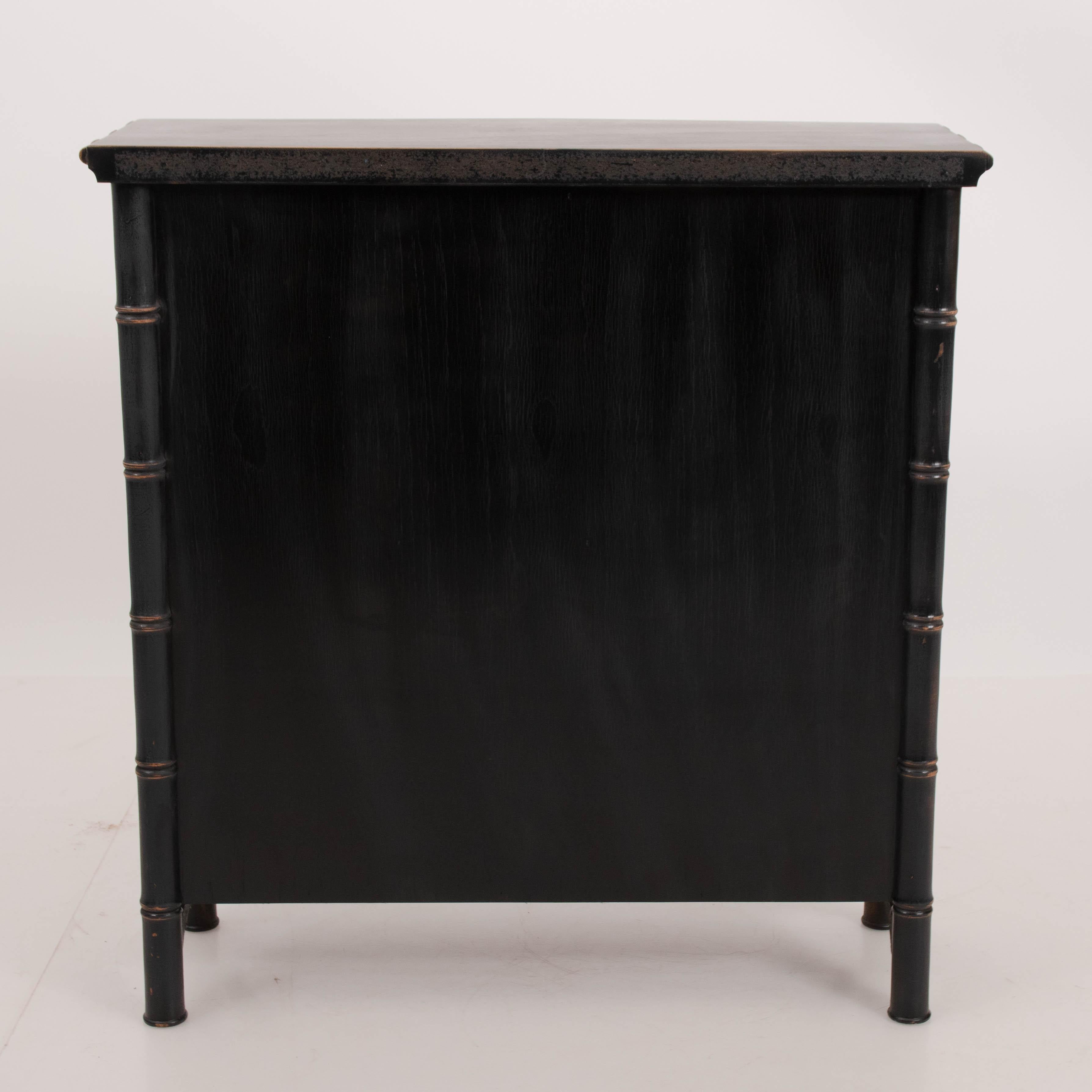 American Distressed Faux Bamboo Console Cabinet