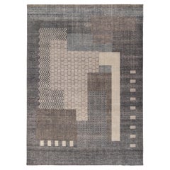 Tapis & Kilim's Tapis de style Art Déco français vieilli à motif géométrique gris