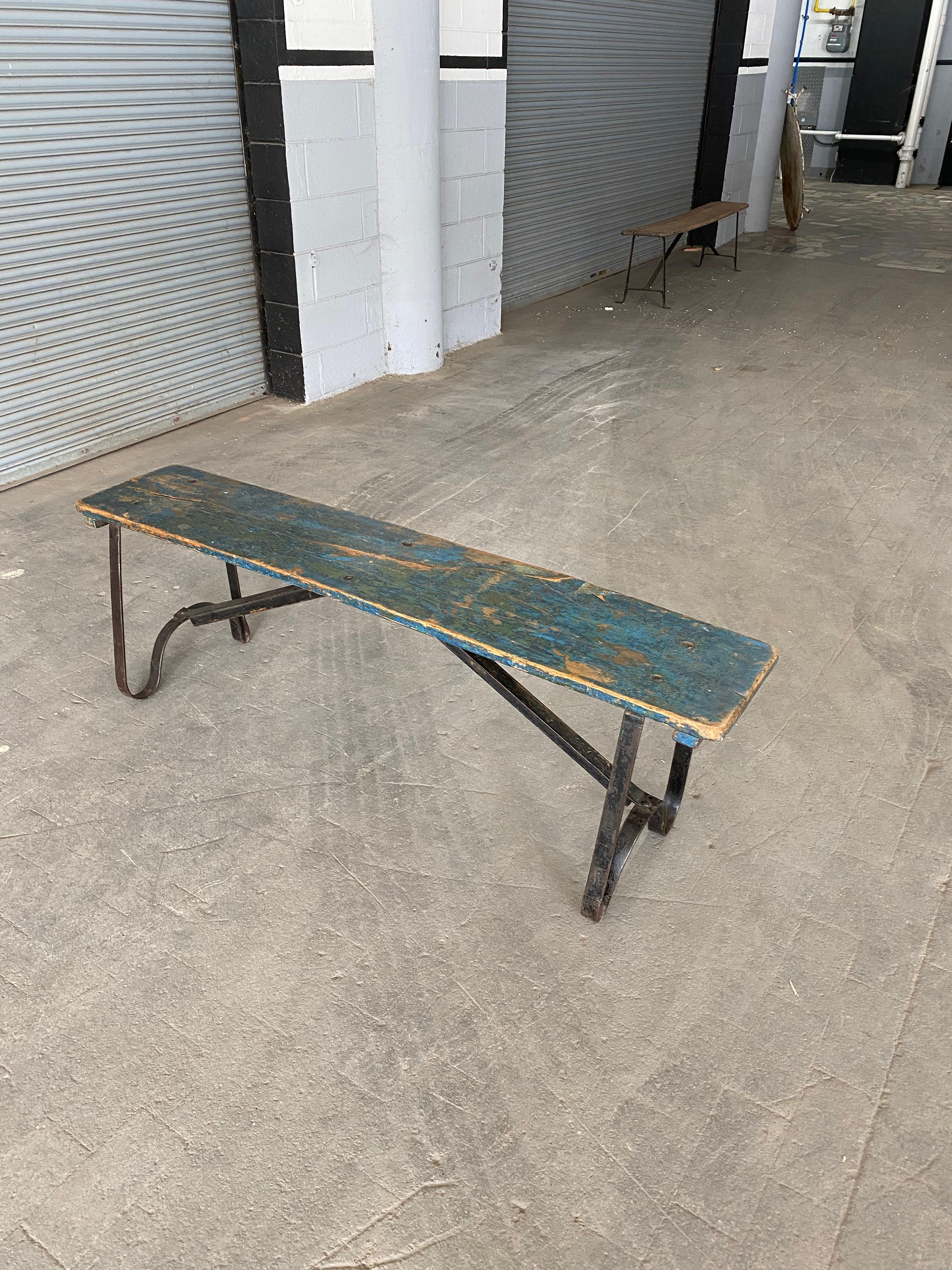 Distressed French Industrial Bench In Distressed Condition In Buchanan, NY