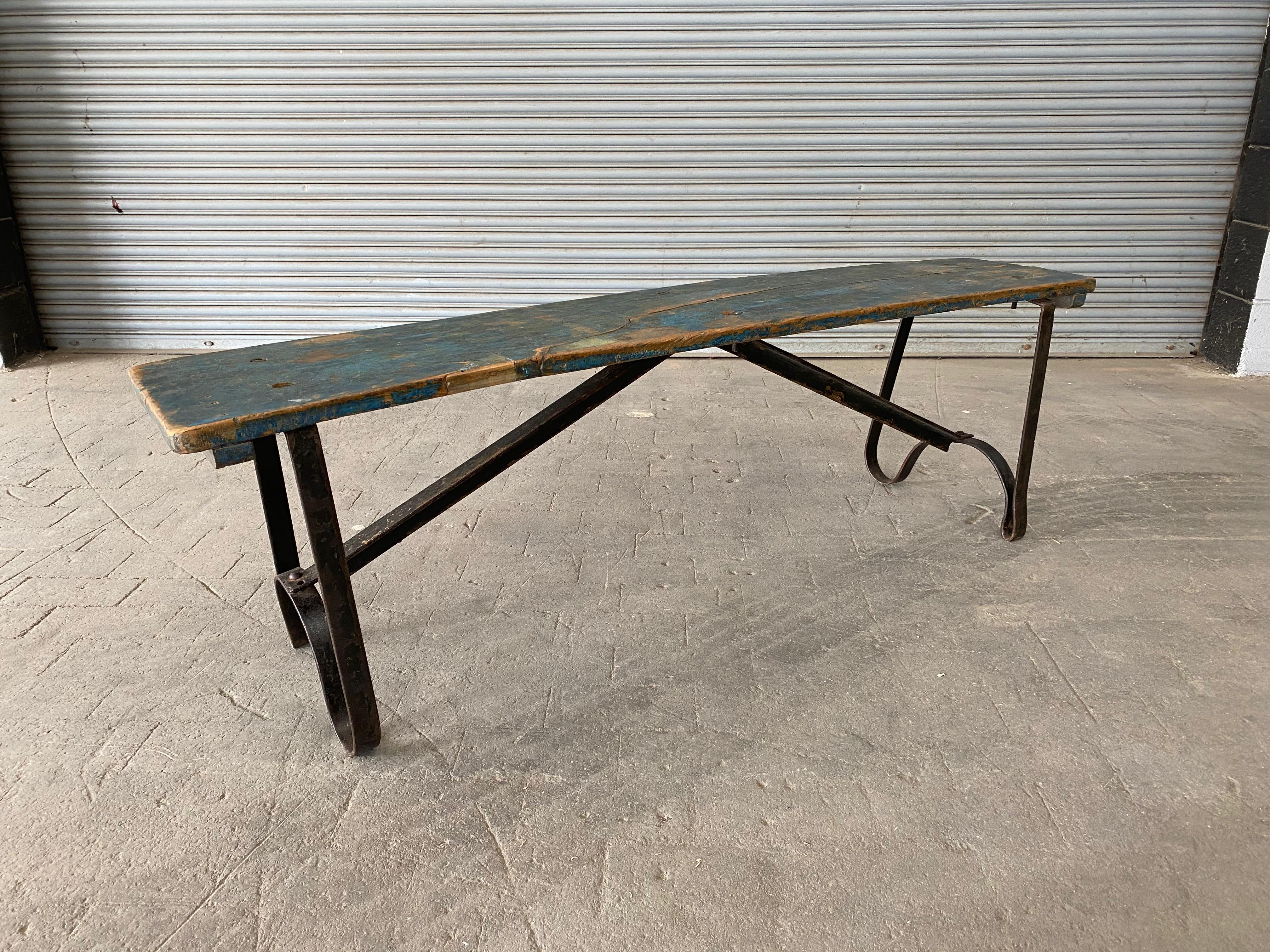 Early 20th Century Distressed French Industrial Bench
