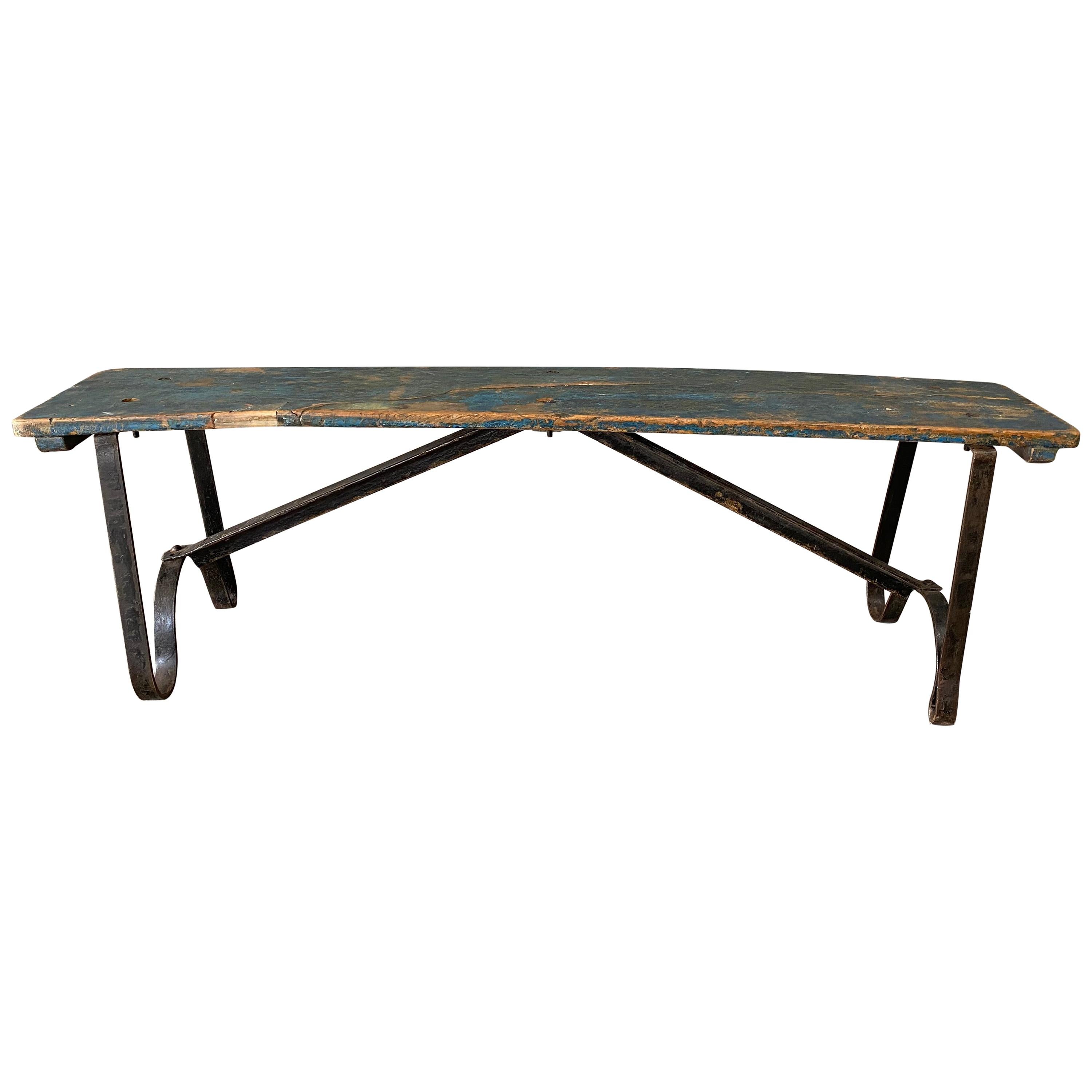 Distressed French Industrial Bench