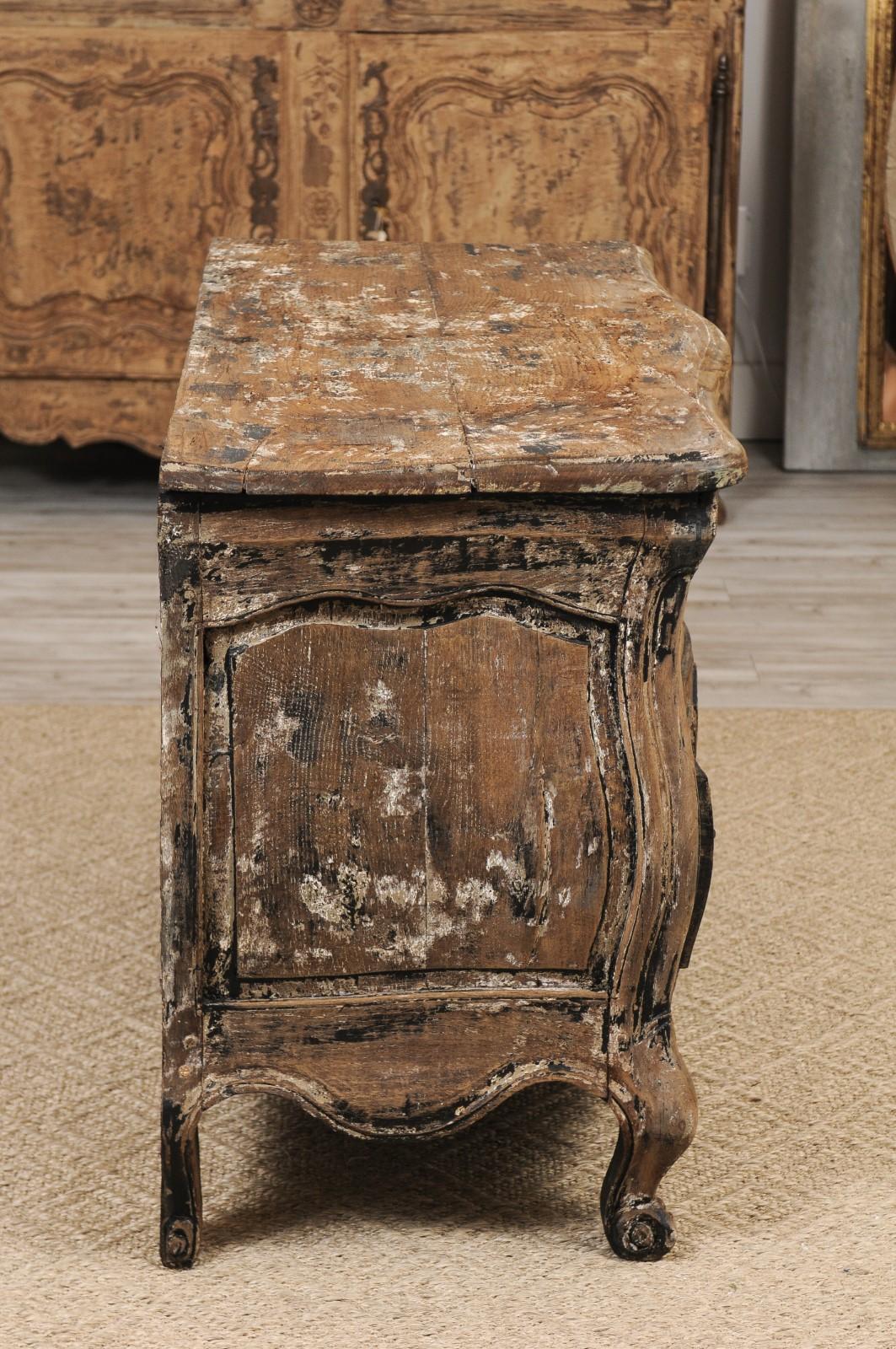 Distressed French Louis XV Style Two-Drawer Commode en Tombeau, circa 1890 2