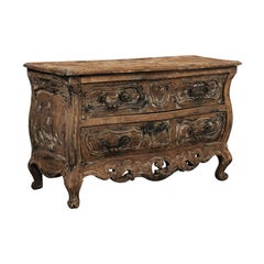 Distressed French Louis XV Style Two-Drawer Commode en Tombeau, circa 1890