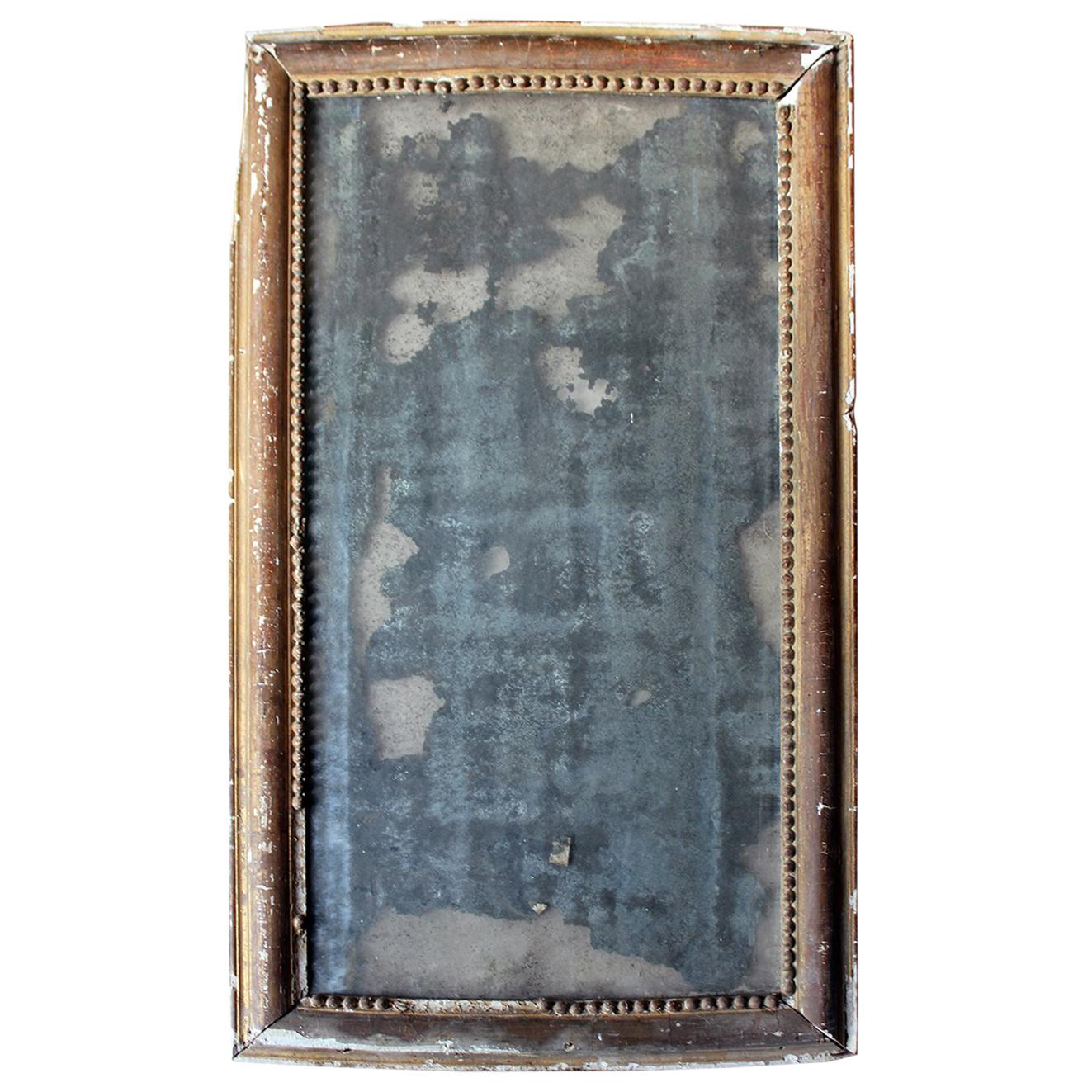 Distressed George III Period Rectangular Gilded Gesso Wall Mirror, circa 1800