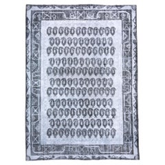 Distressed Gray Overdyed Rug, Paisley Field