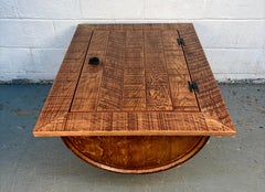 Distressed Half-Barrel Lift-Top Coffee Table