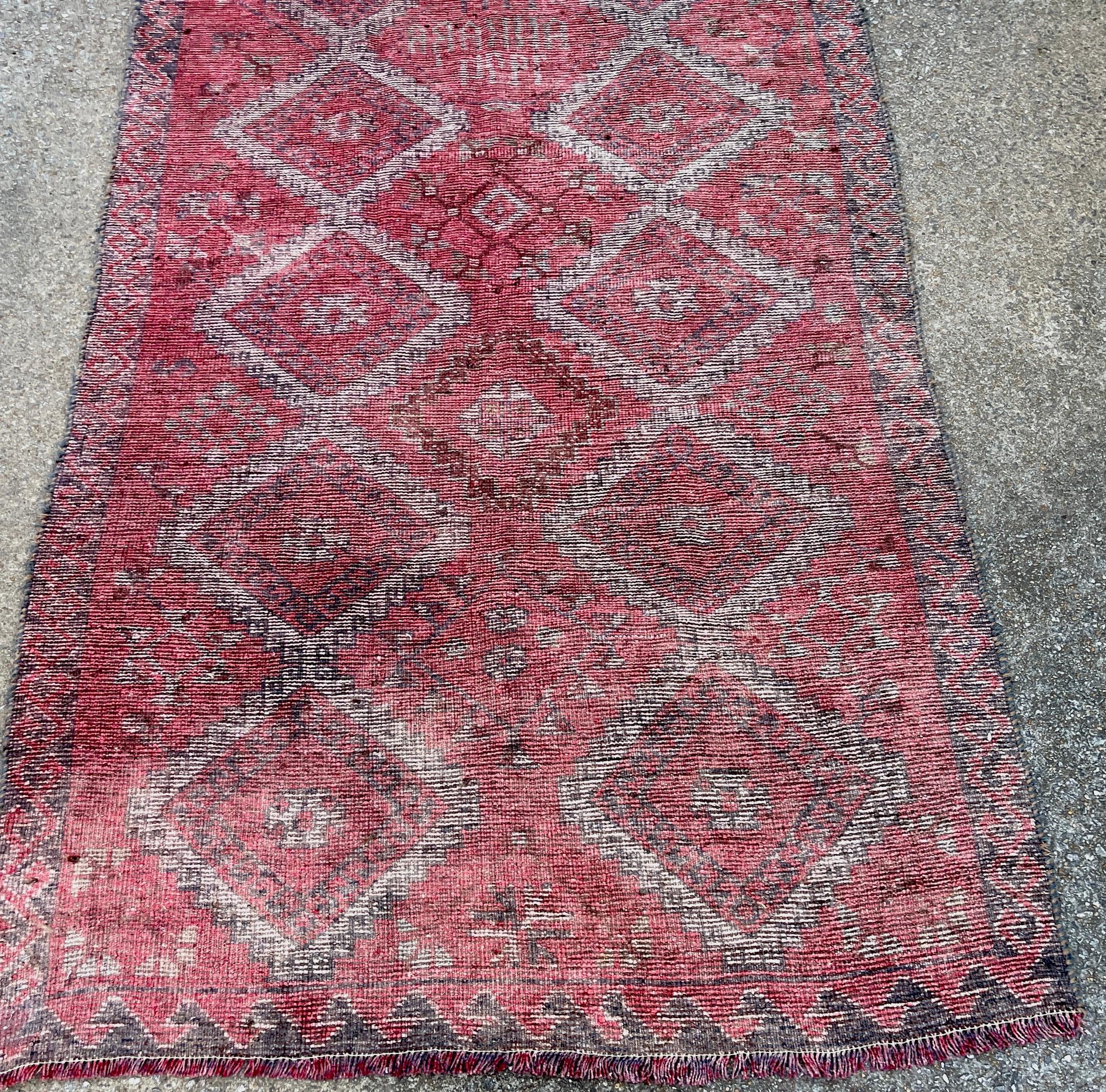Distressed Hand-Knotted Wool Caucasian Rug 'Reservable' Signed & Dated 1994 For Sale 5