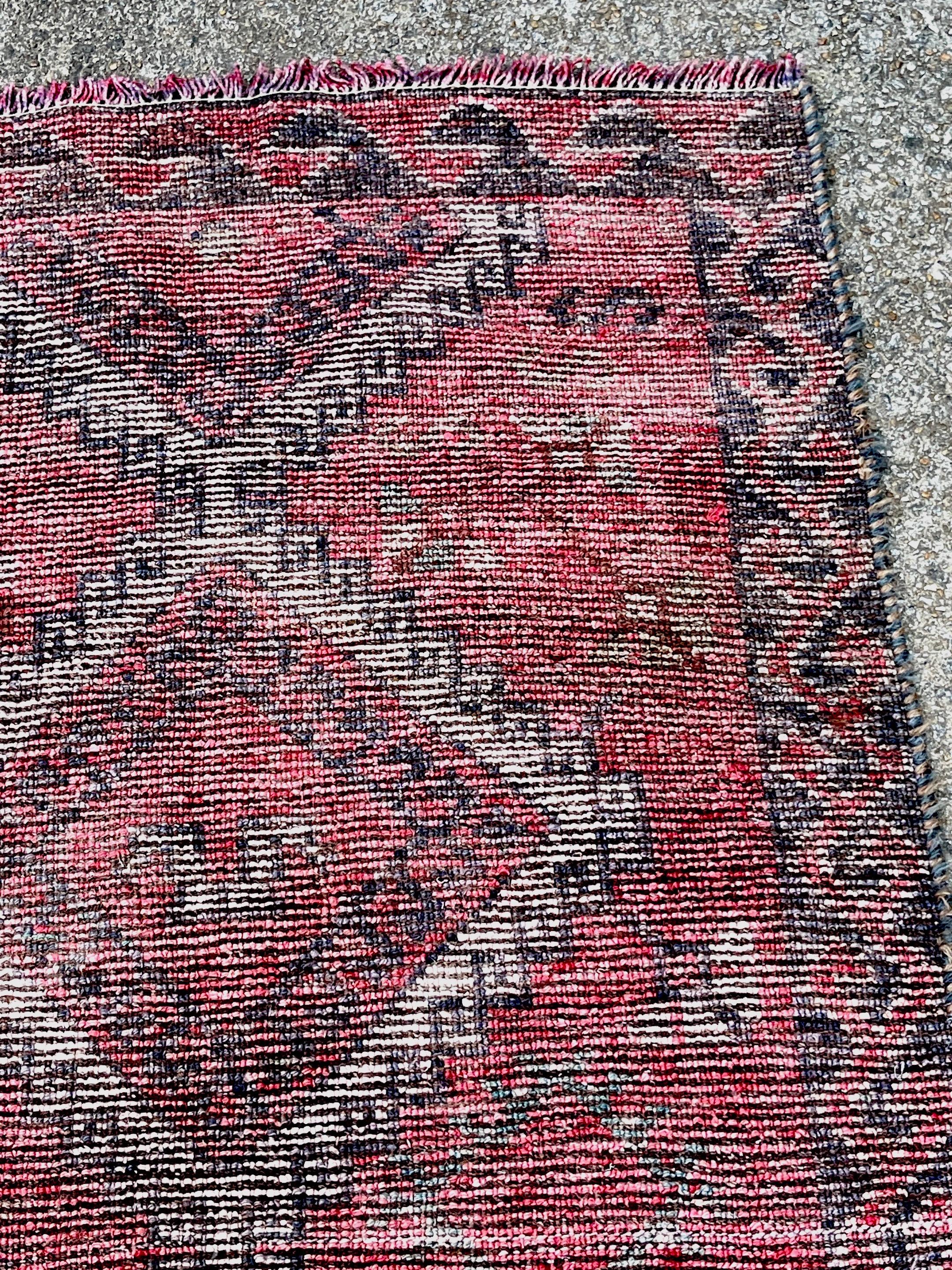 Distressed Hand-Knotted Wool Caucasian Rug 'Reservable' Signed & Dated 1994 For Sale 9