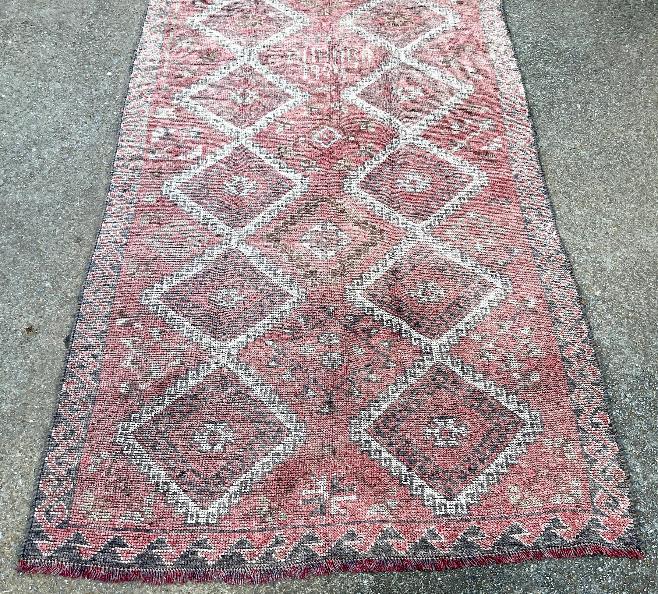 Vegetable Dyed Distressed Hand-Knotted Wool Caucasian Rug 'Reservable' Signed & Dated 1994 For Sale